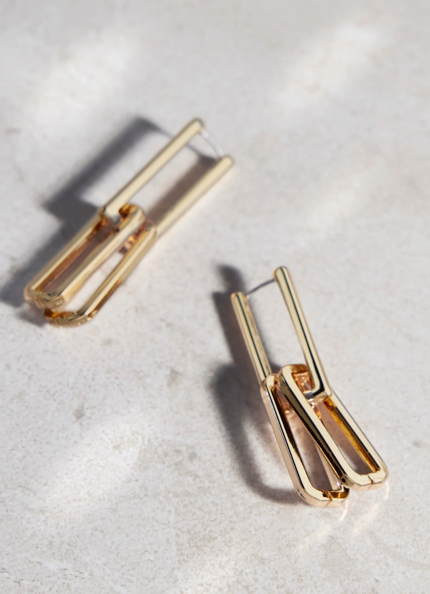 Gold Tone Link Earrings - Image 3