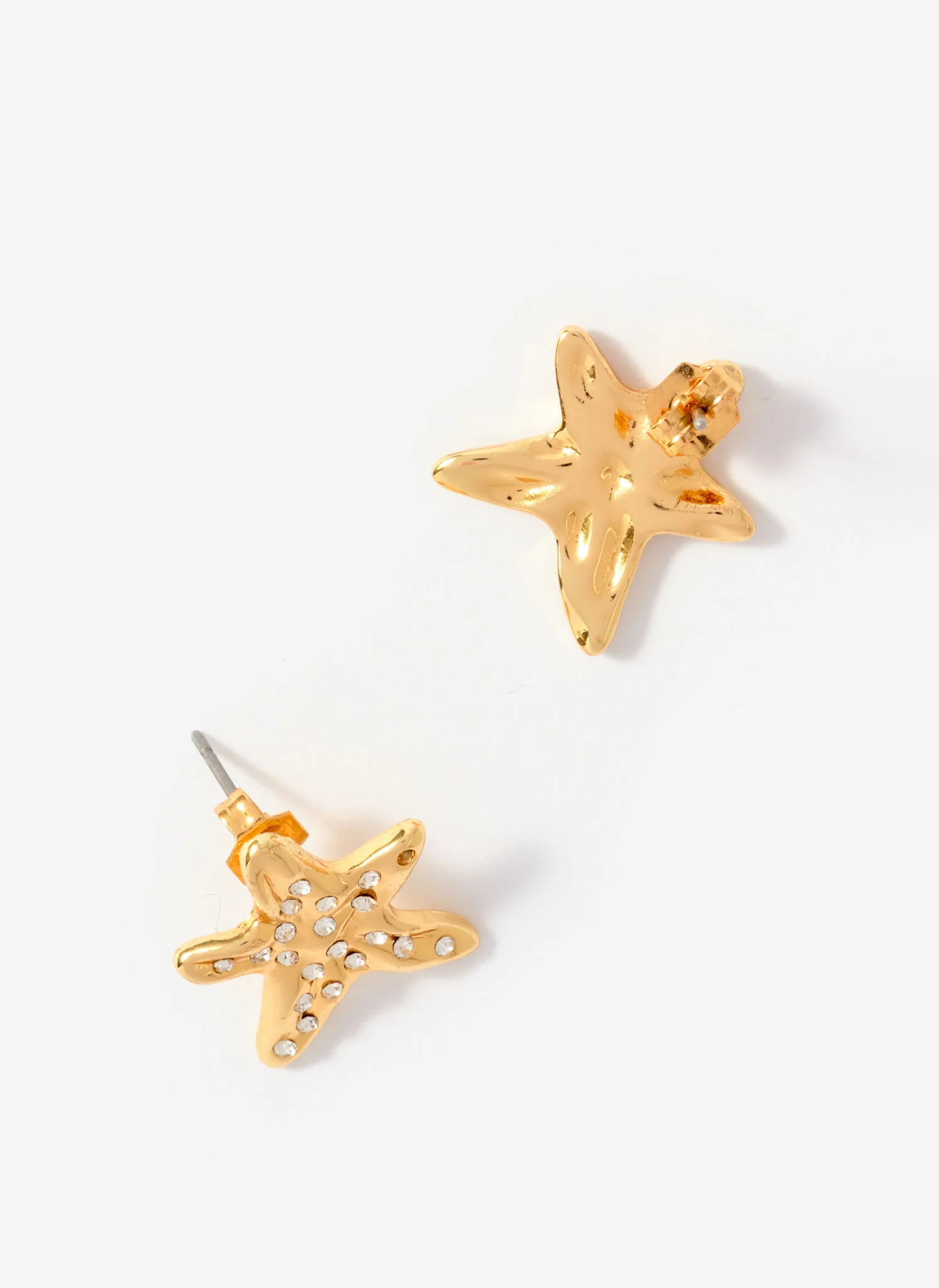 Gold Tone Mini Starfish Stud Earrings - Image 3