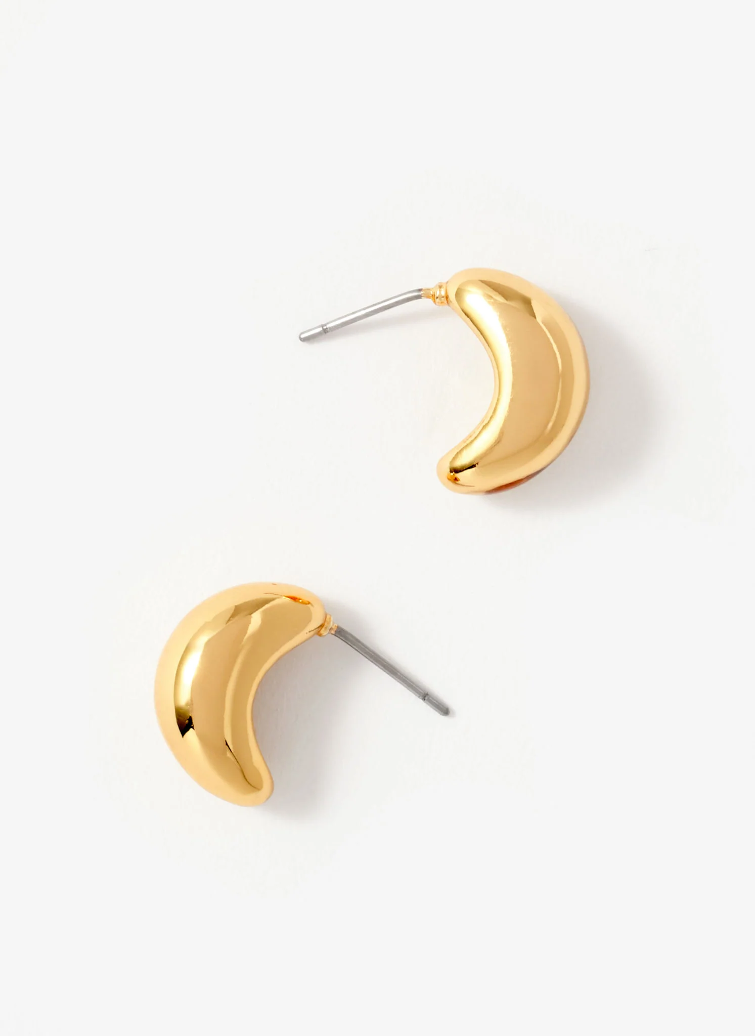 Gold Tone Mini Curve Earrings - Image 3