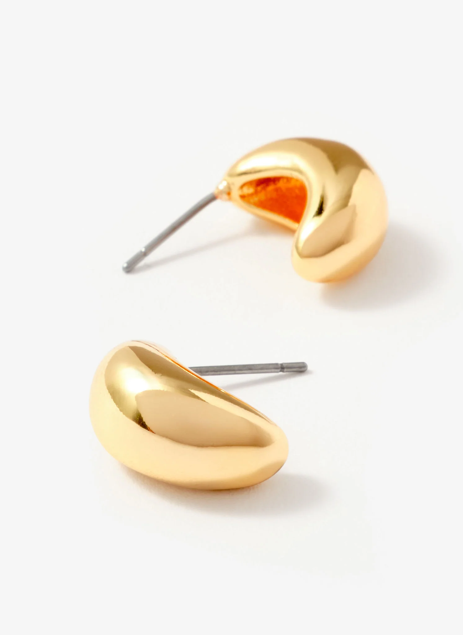 Gold Tone Mini Curve Earrings - Image 4
