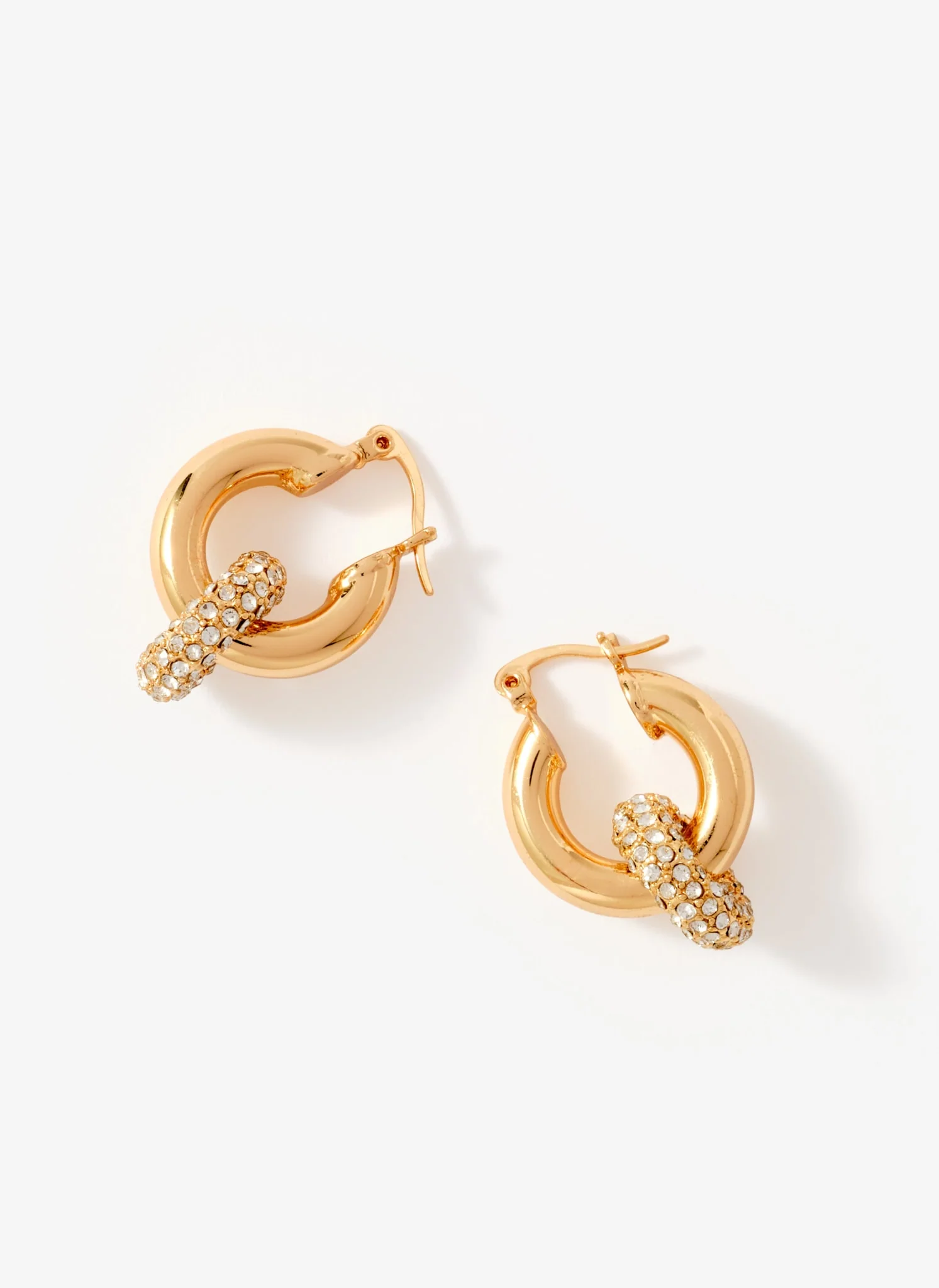 Gold Tone Pave Hoop Earrings - Image 3