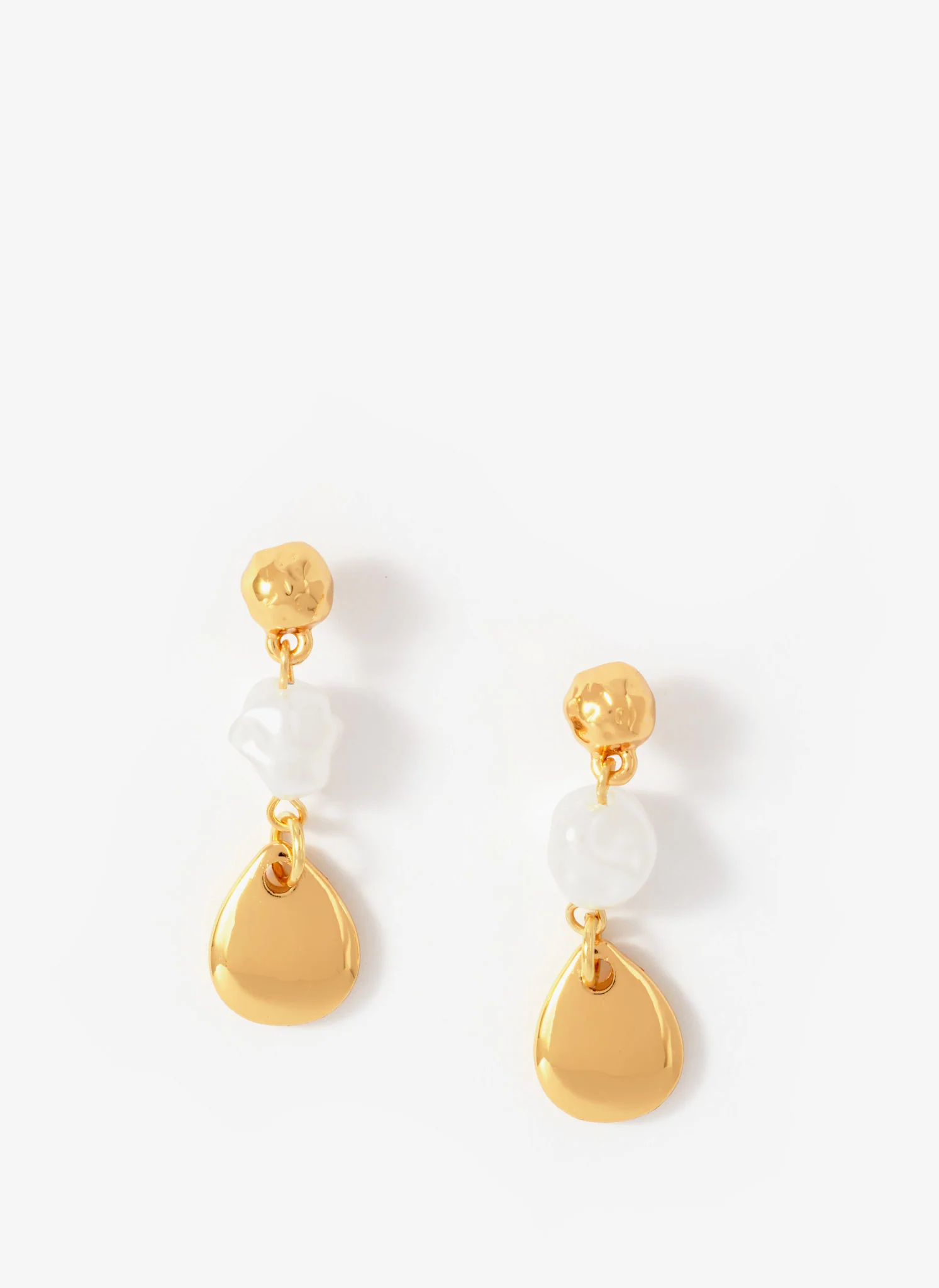 Gold Tone Pearl Drop Earrings - Image 3