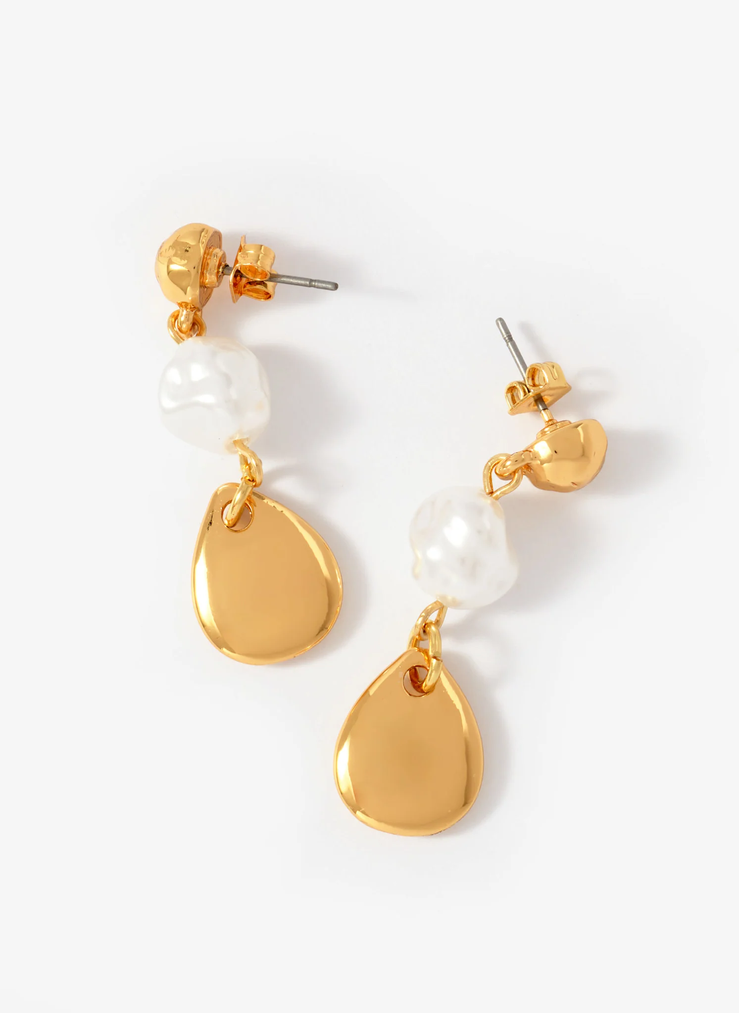 Gold Tone Pearl Drop Earrings - Image 5