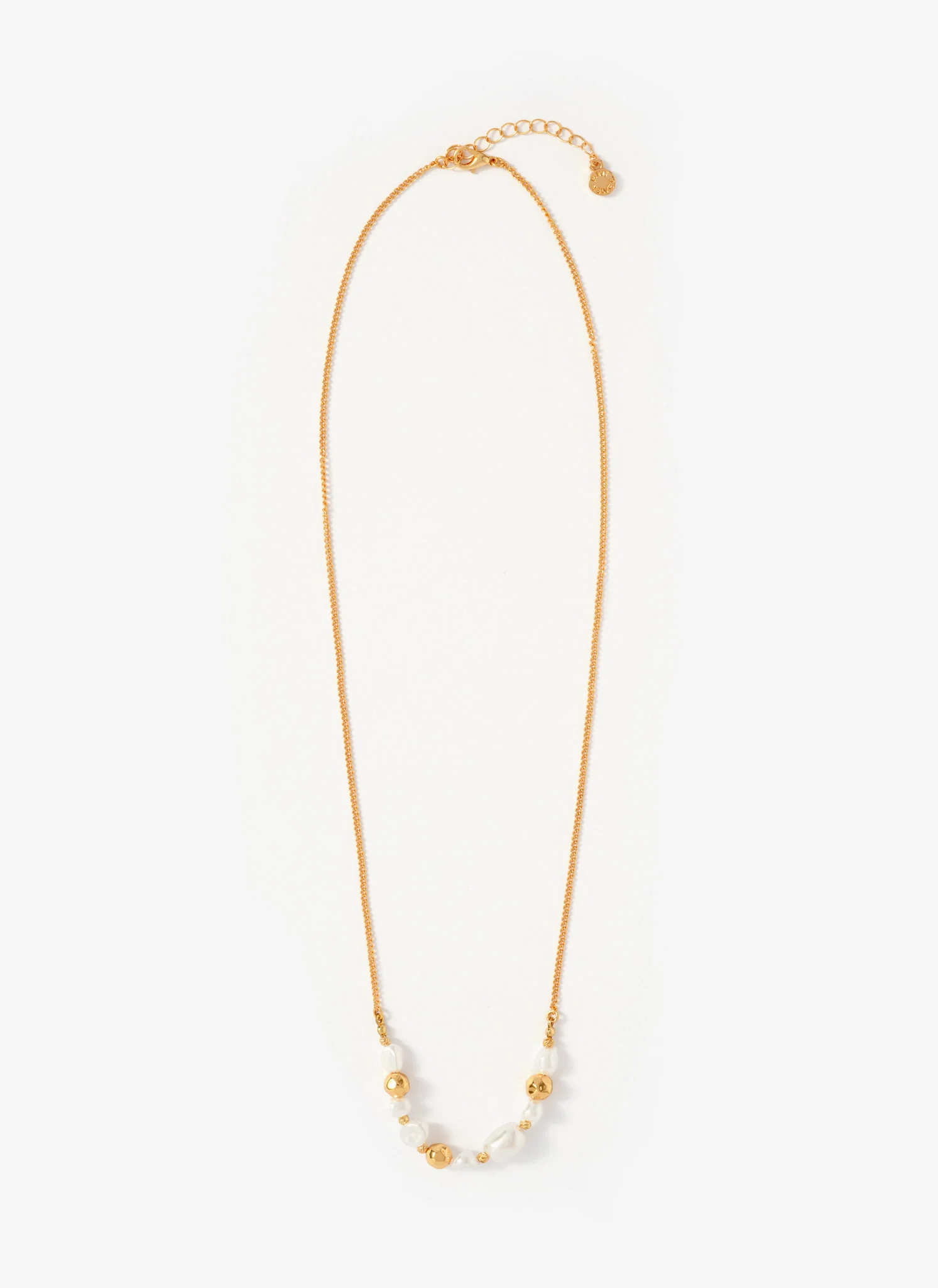 Gold Tone Pearl Long Necklace