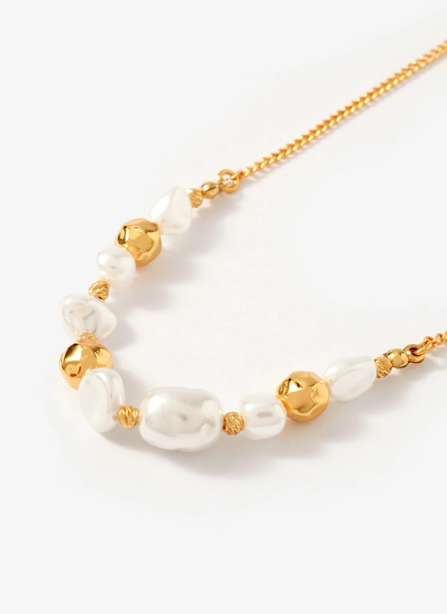 Gold Tone Pearl Long Necklace - Image 3
