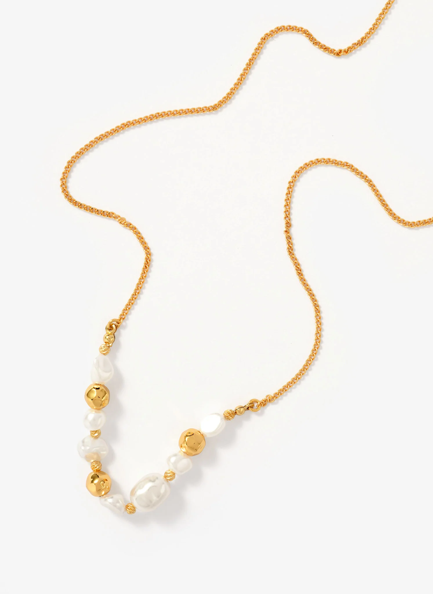Gold Tone Pearl Long Necklace - Image 4