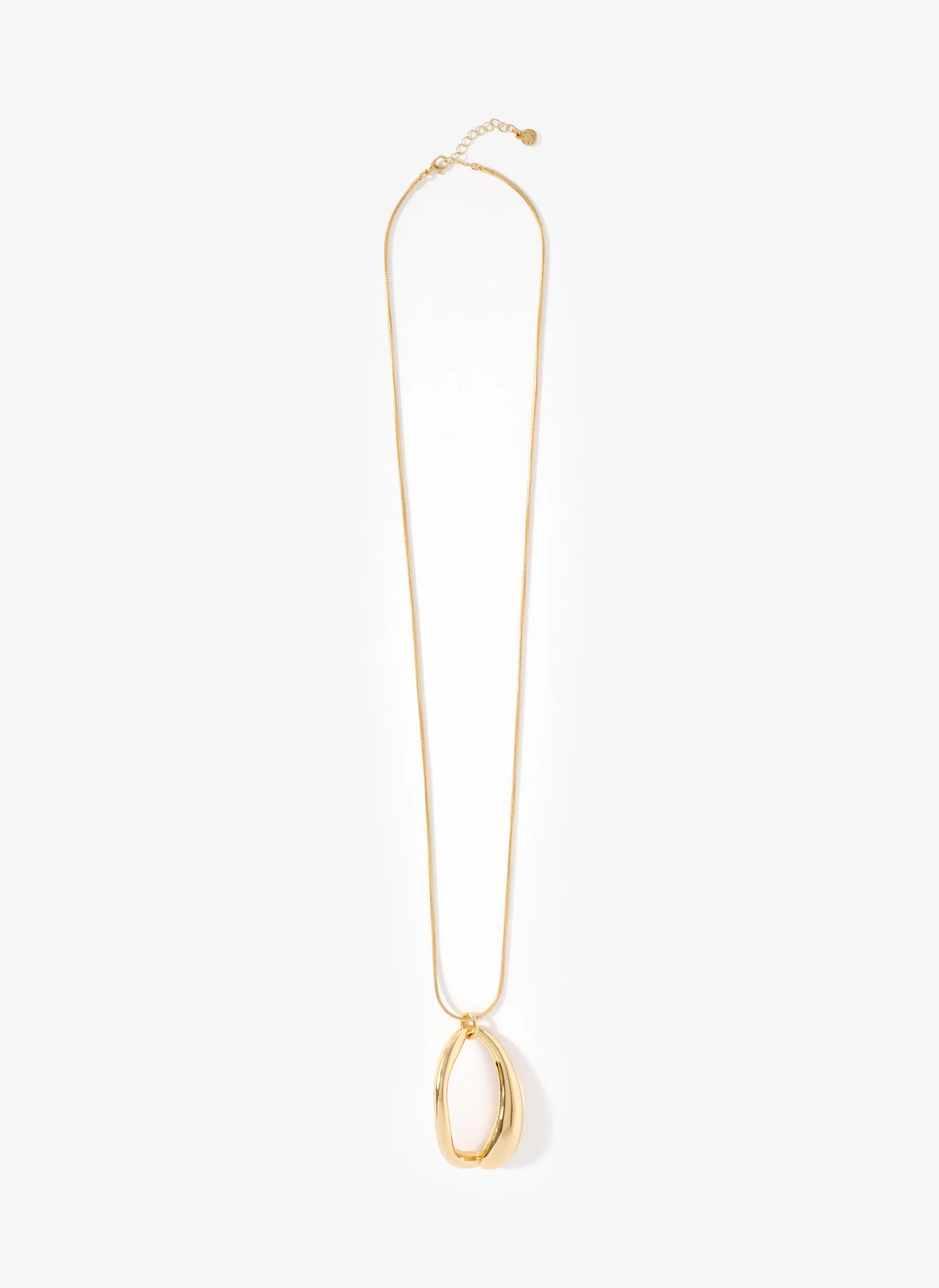 Gold Tone Sculpted Long Pendant