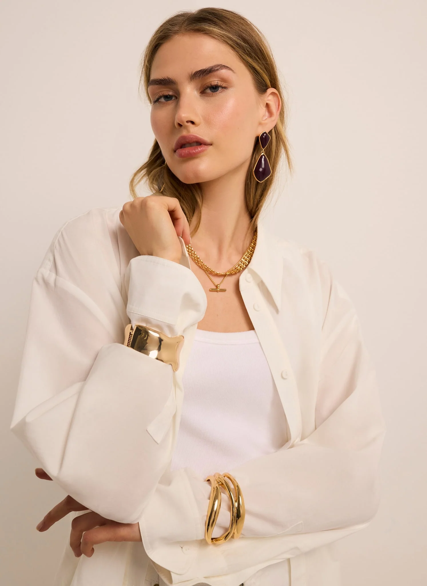 Gold Tone Sculpted Open Wave Bangle - Image 4