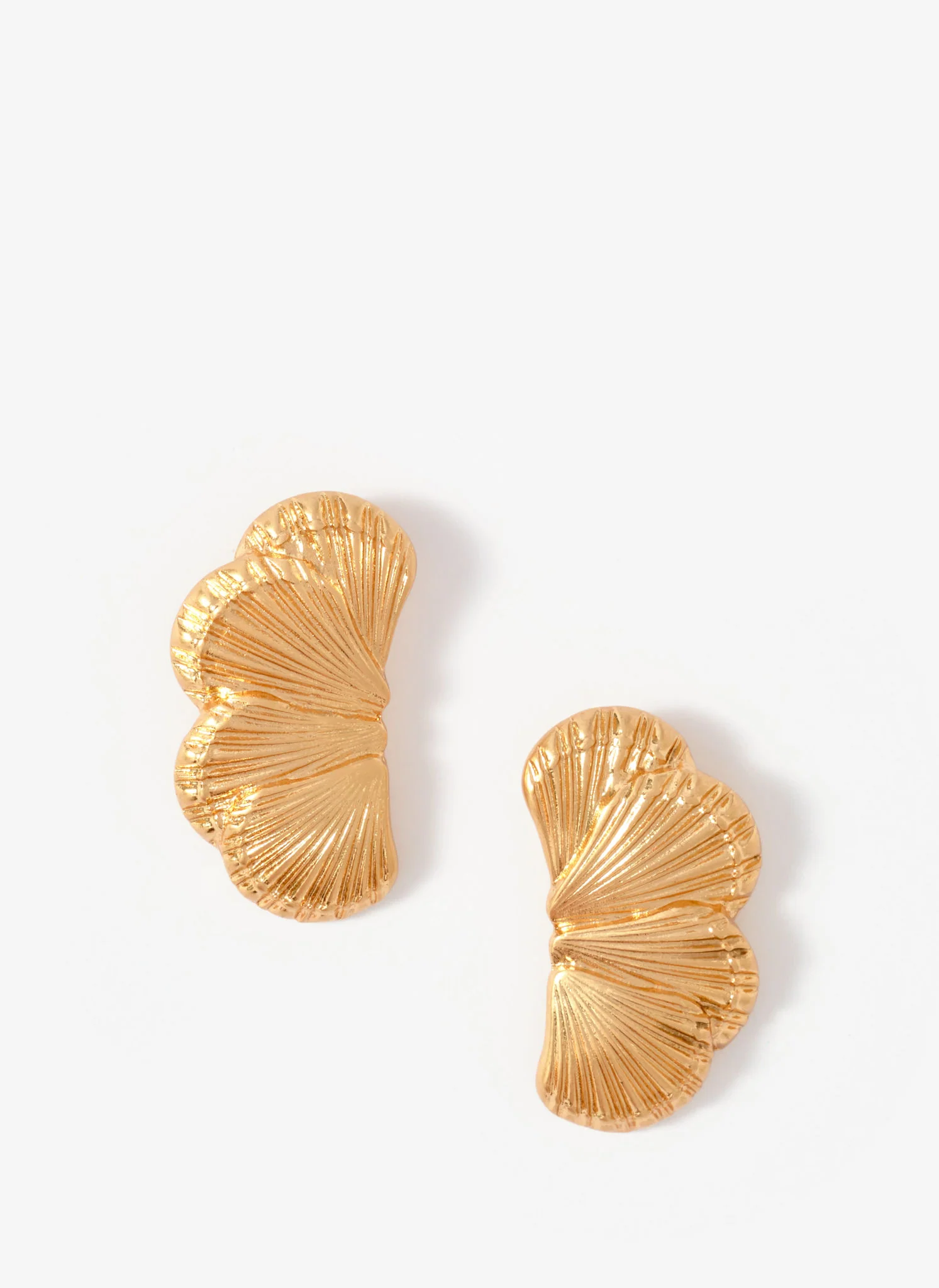 Gold Tone Shell Statement Earrings - Image 4