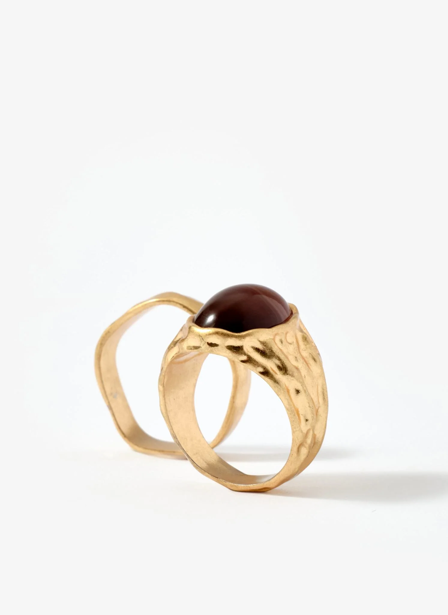 Gold Tone Two Pack Hammered Rings - Image 3