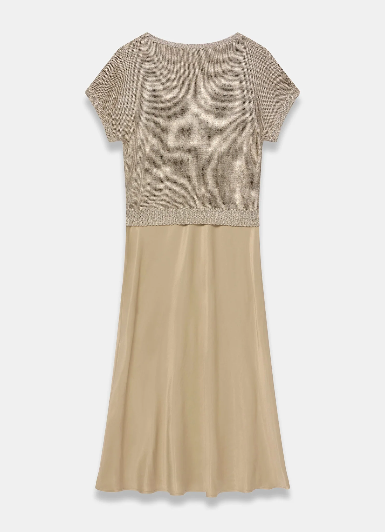 Gold Metallic Woven Mix Midi Dress - Image 8