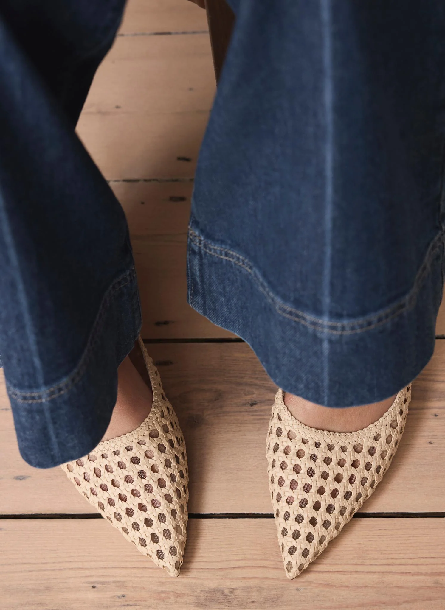 Grace Cream Woven Ballet Flats - Image 2
