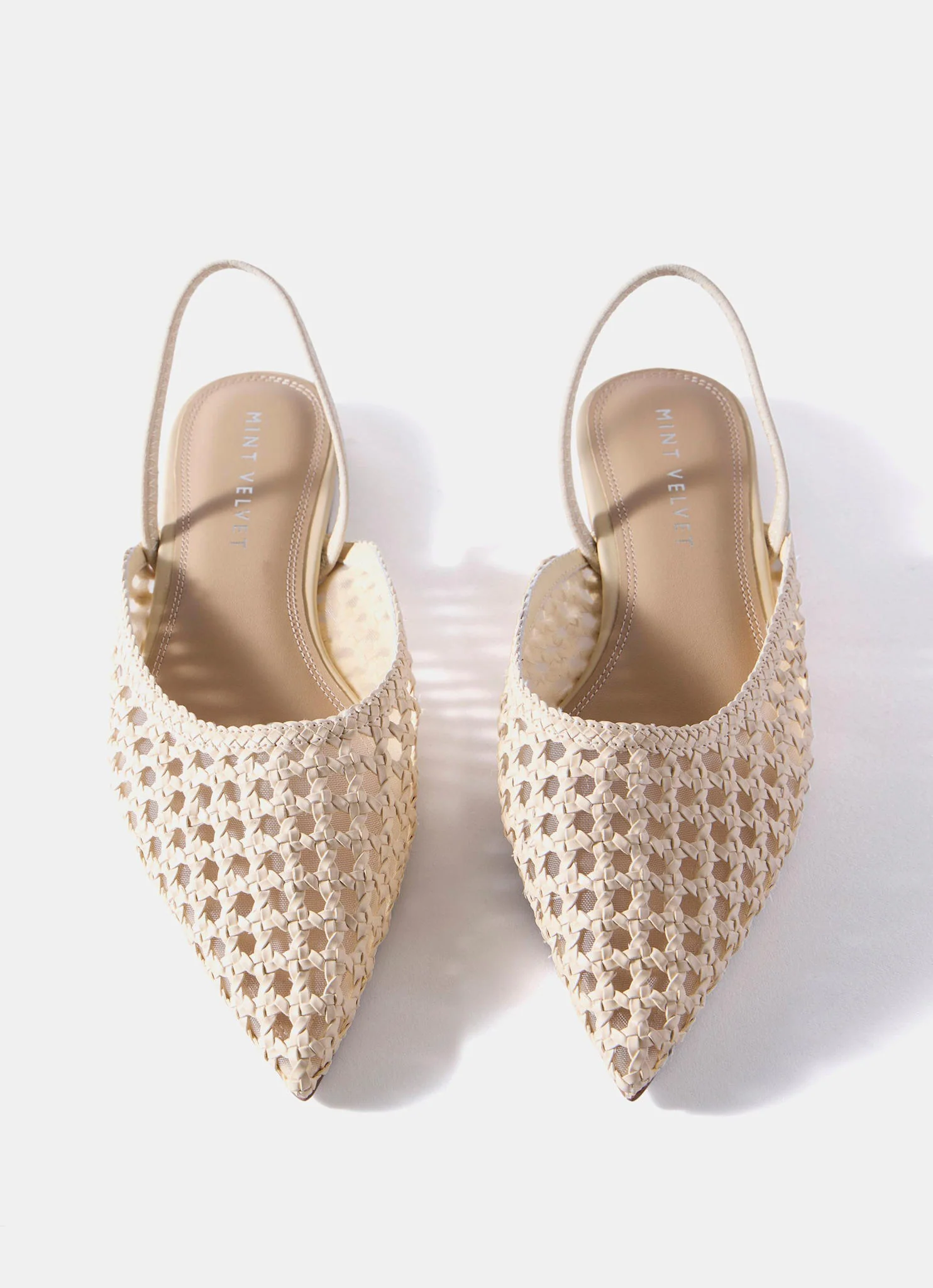 Grace Cream Woven Ballet Flats - Image 3