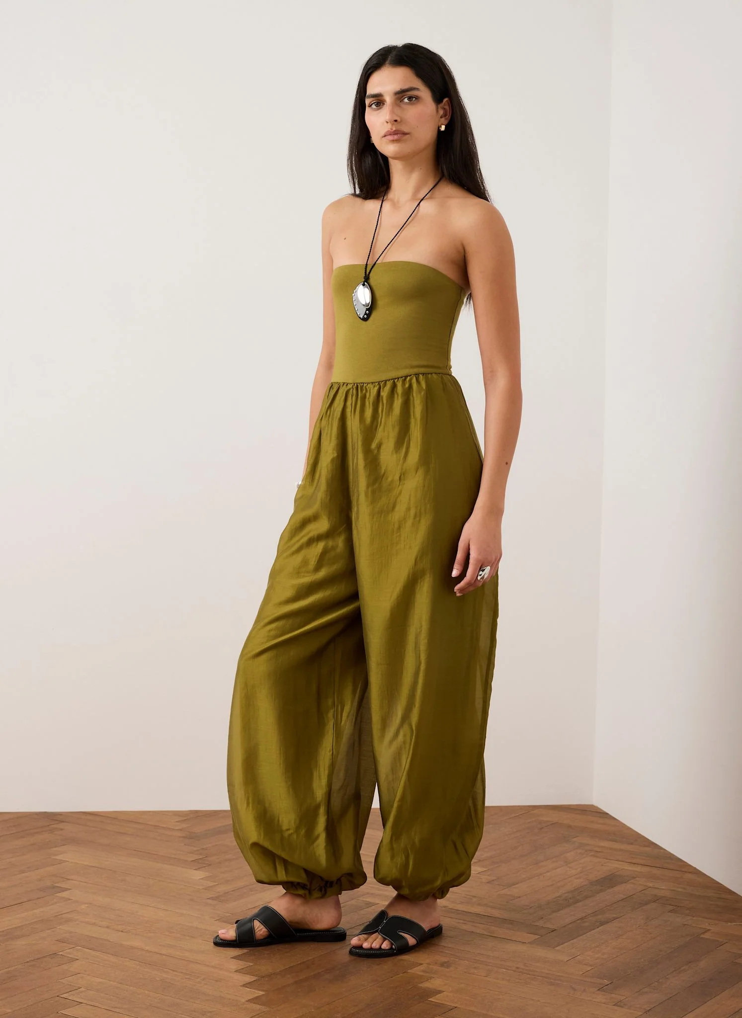 Green Bandeau Balloon Jumpsuit - Image 3