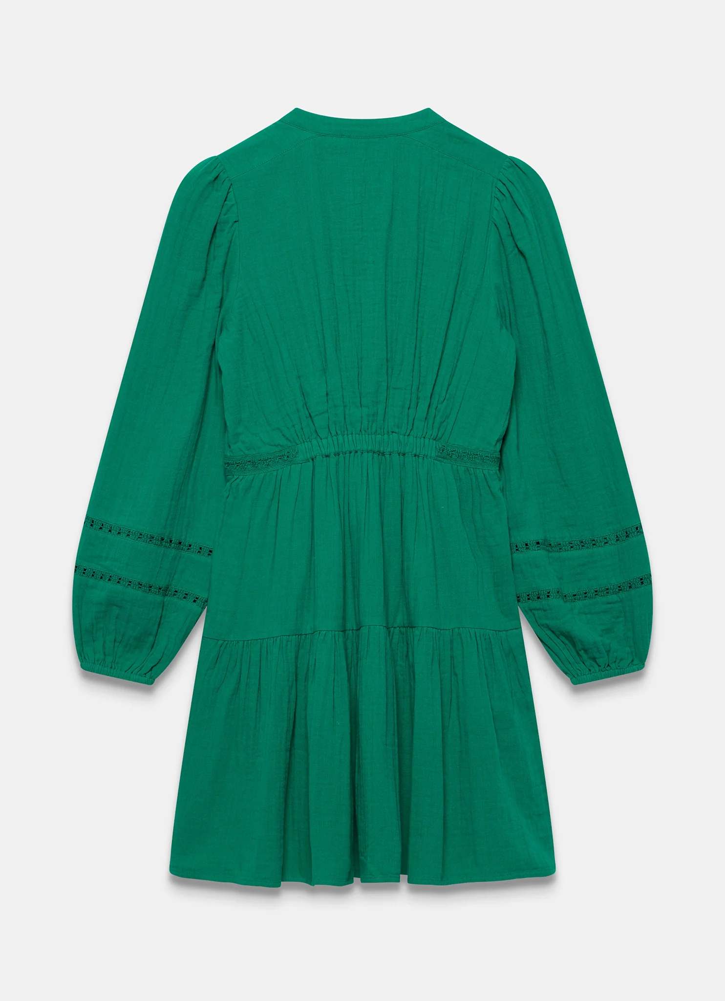 Green Cotton Cheesecloth Mini Dress - Image 7