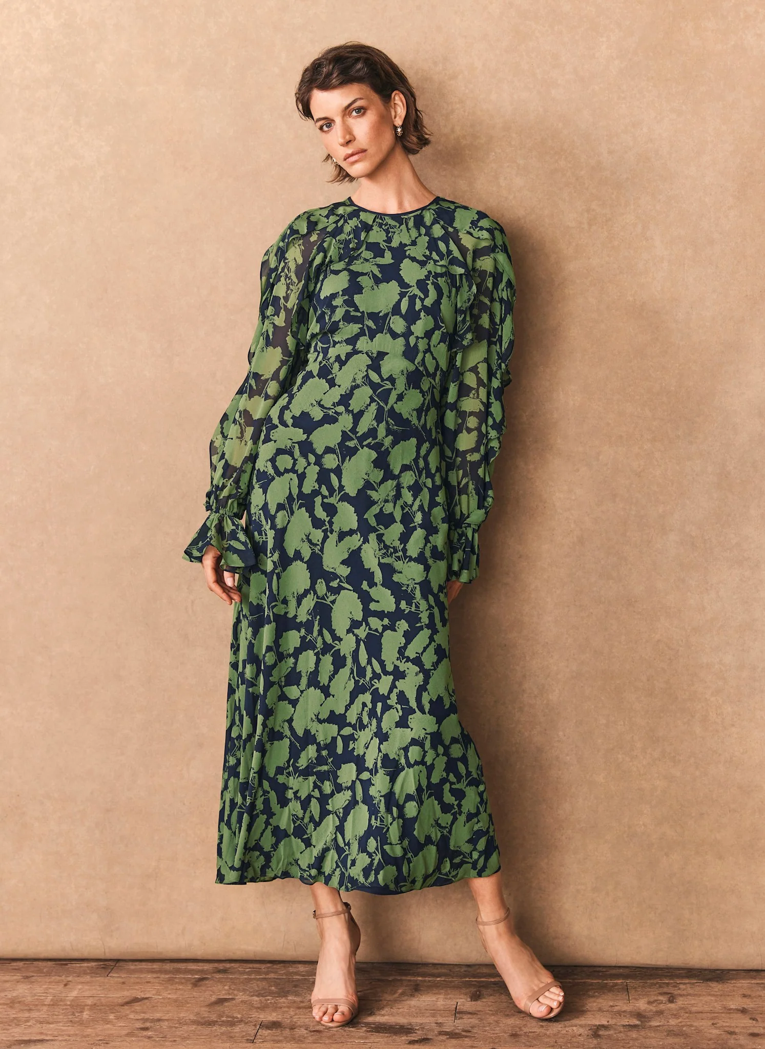 Green Floral Print Midi Dress - Image 4