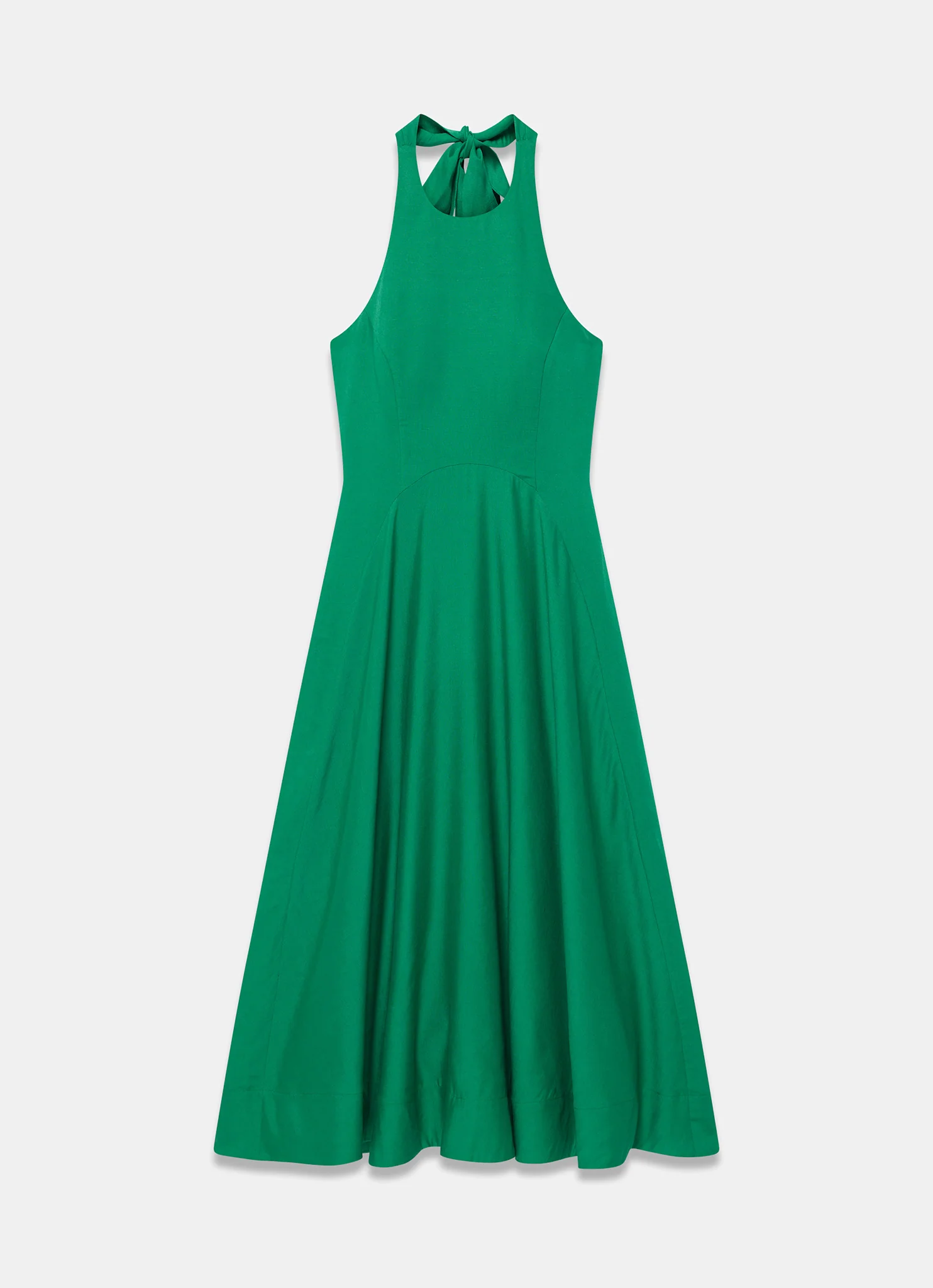 Green Linen Blend Halter Midi Dress - Image 7