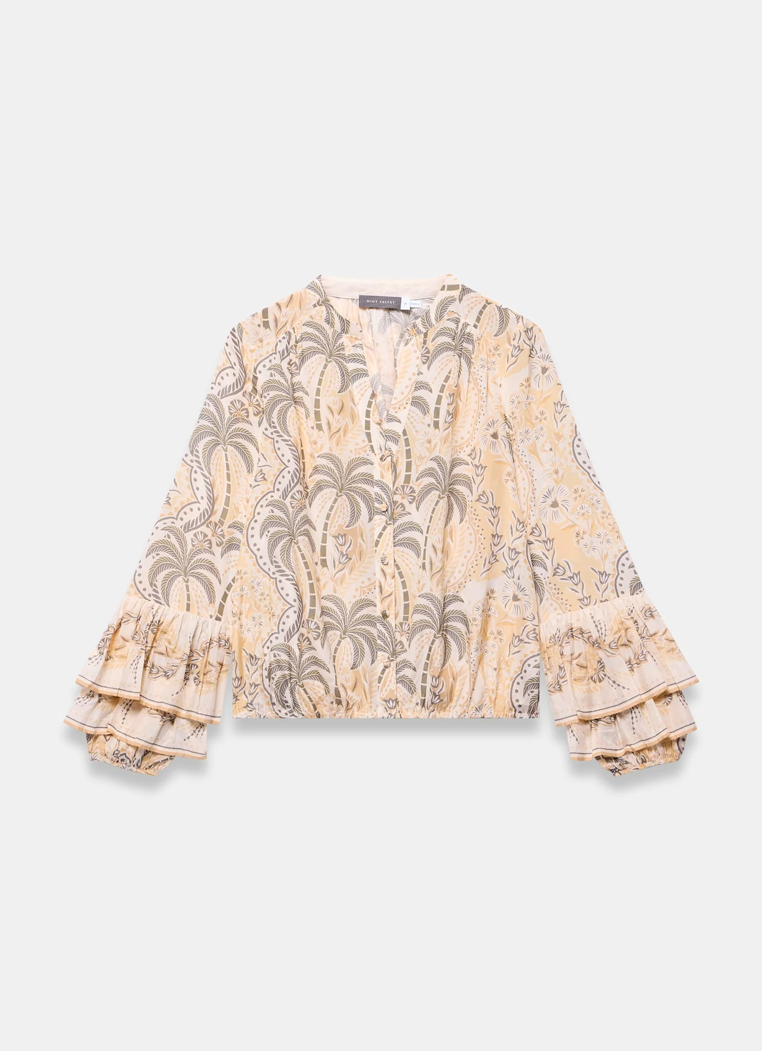 Neutral Palm Print Blouse - Image 6