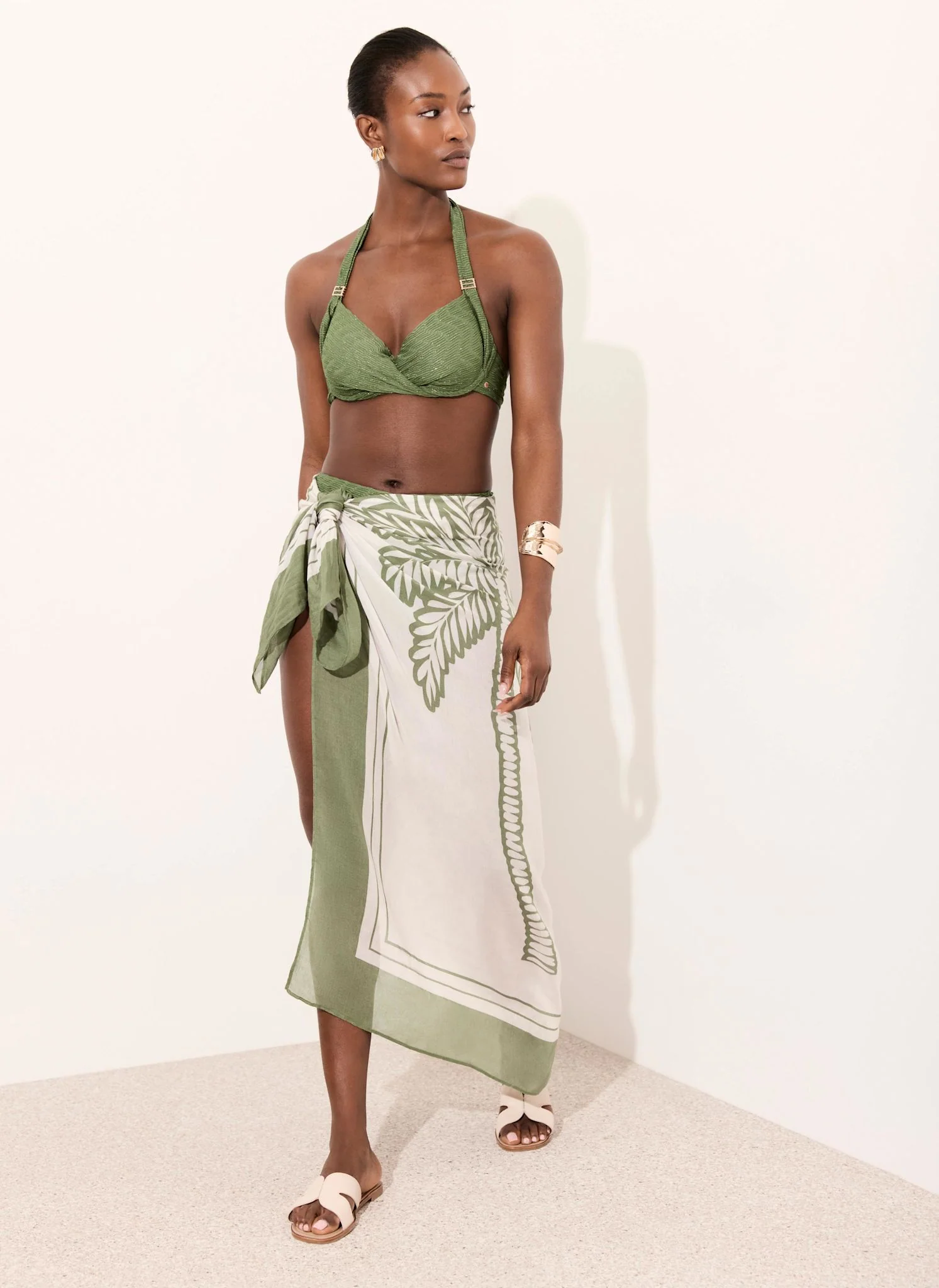 Green Palm Print Sarong