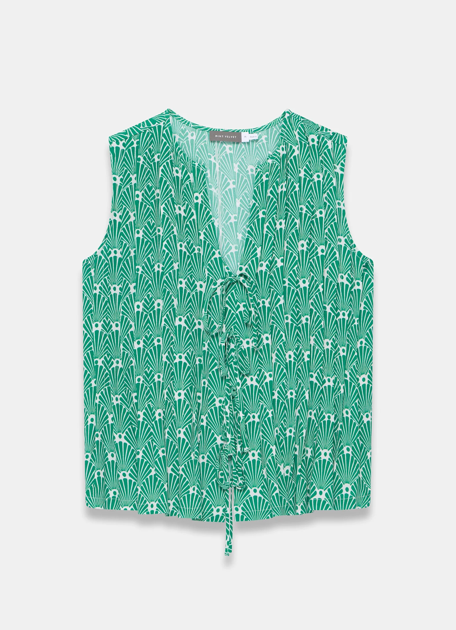 Green Shell Print Pintuck Top - Image 5