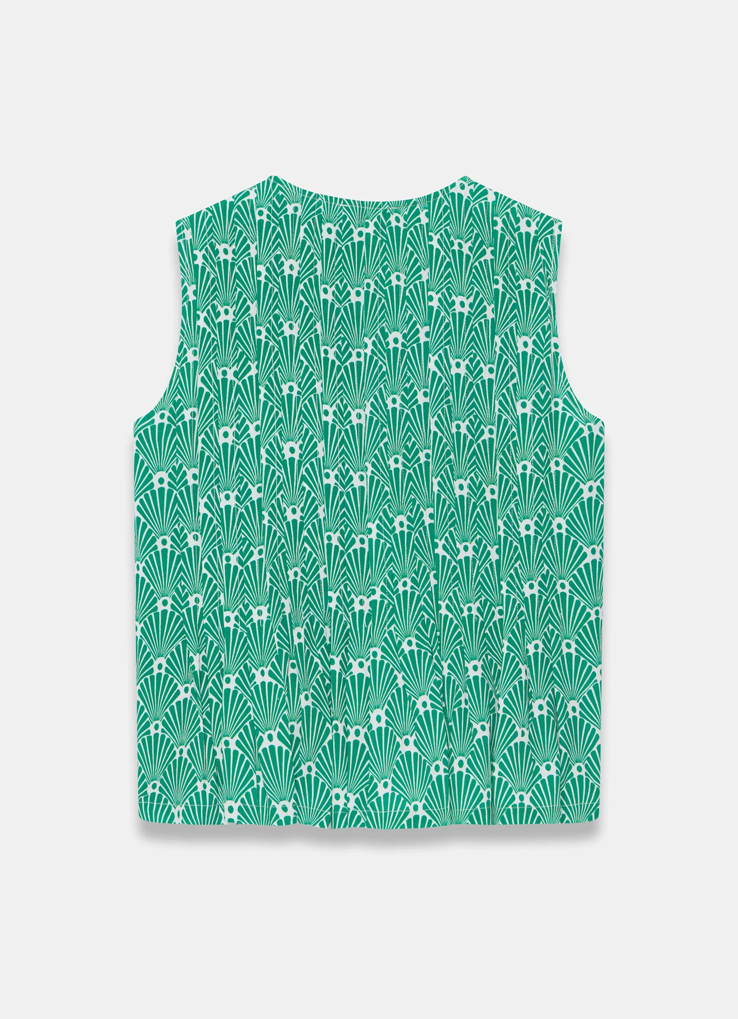 Green Shell Print Pintuck Top - Image 6