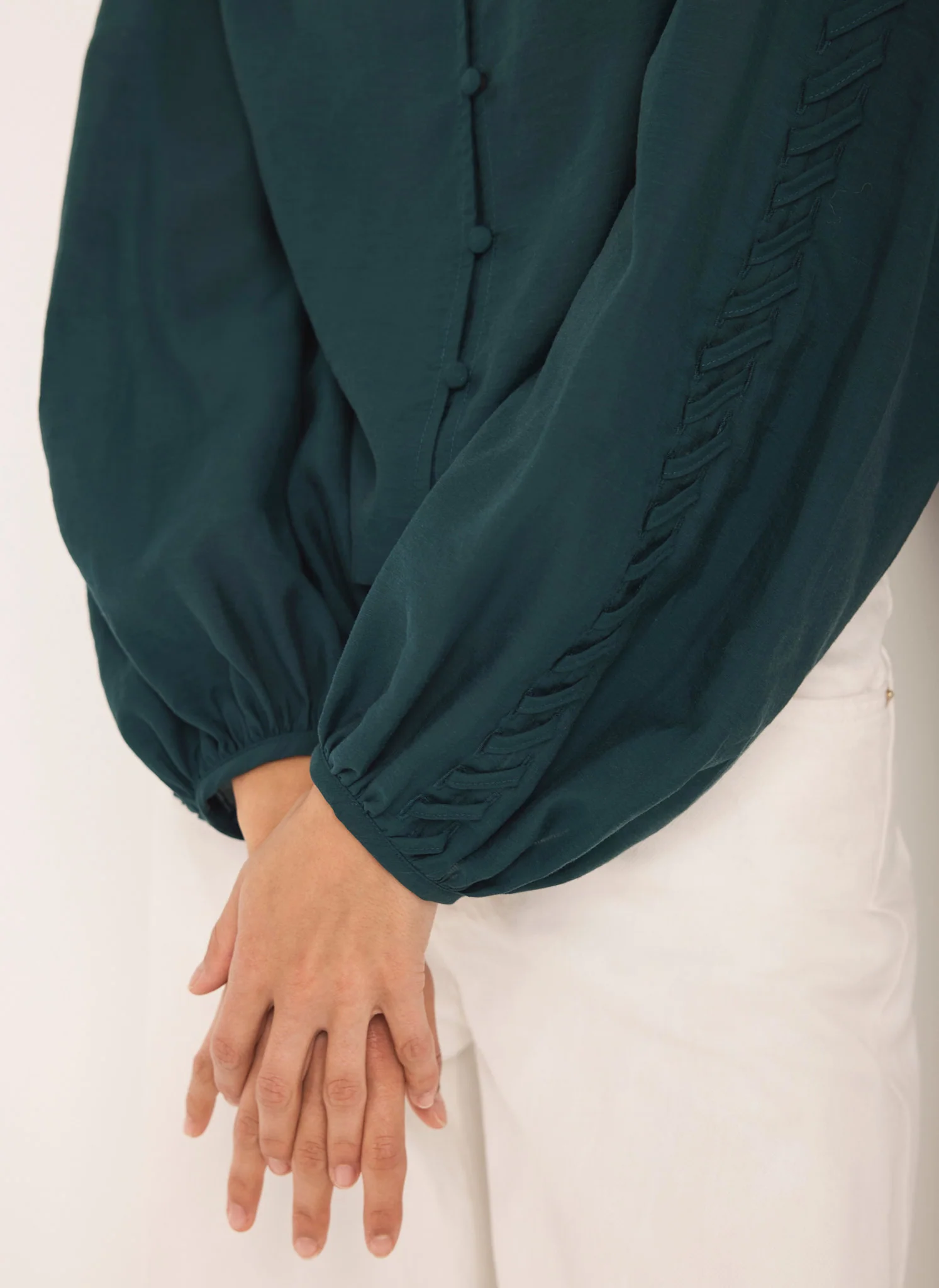Teal Whipstitch Detail Blouse - Image 4