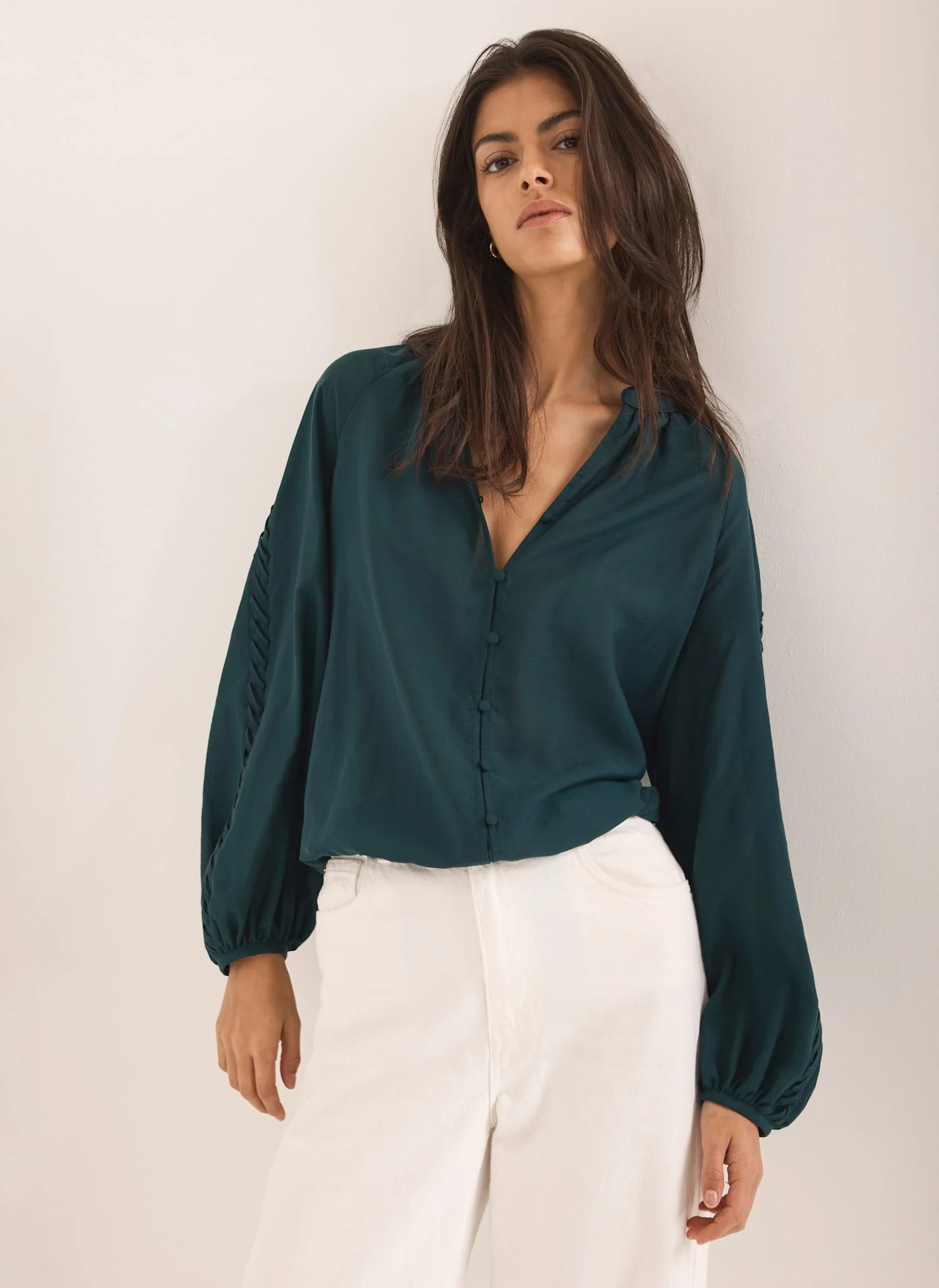 Teal Whipstitch Detail Blouse - Image 5