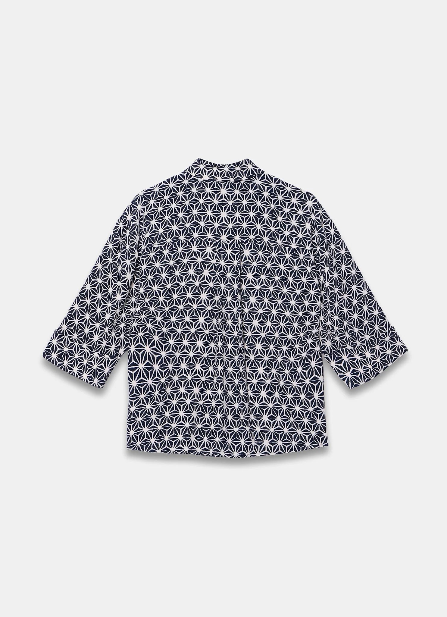 Navy Geometric Print Resort Shirt - Image 7