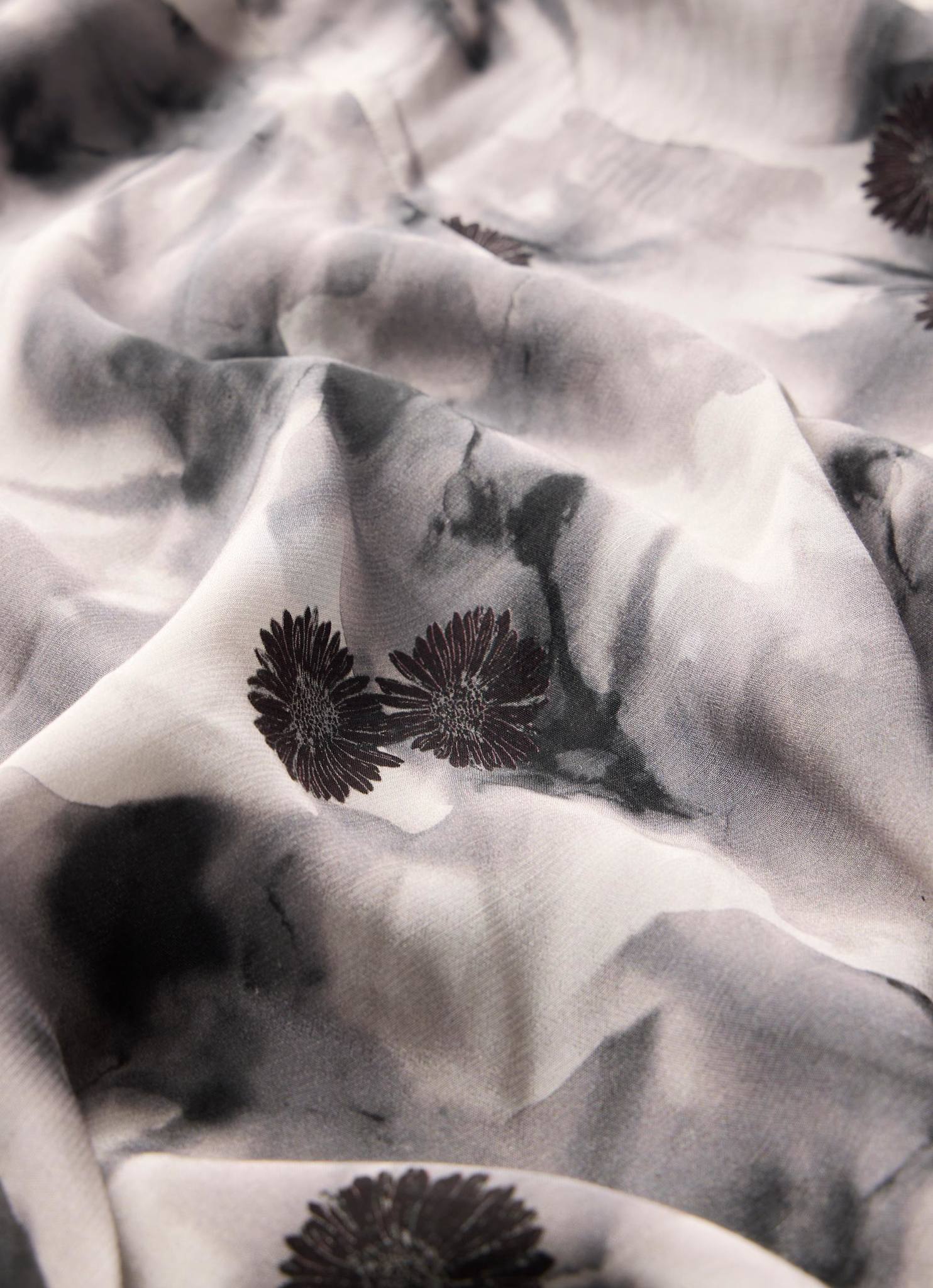 Grey Floral Print Midi Skirt - Image 8