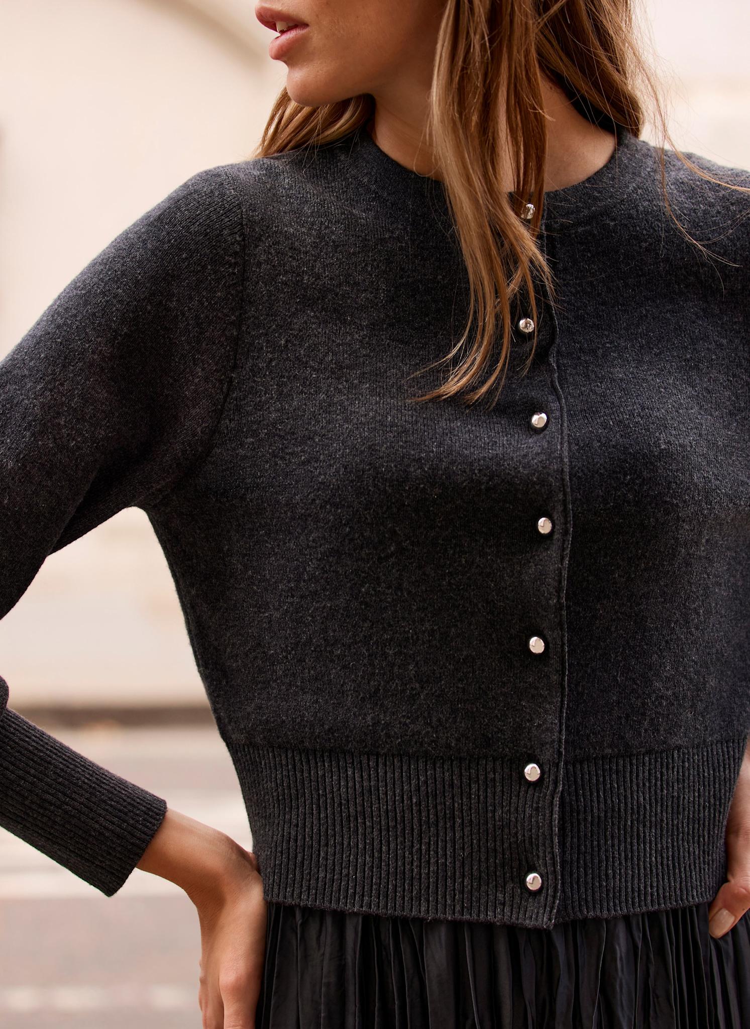 Grey Cardigan Layered Midi Dress - Image 4