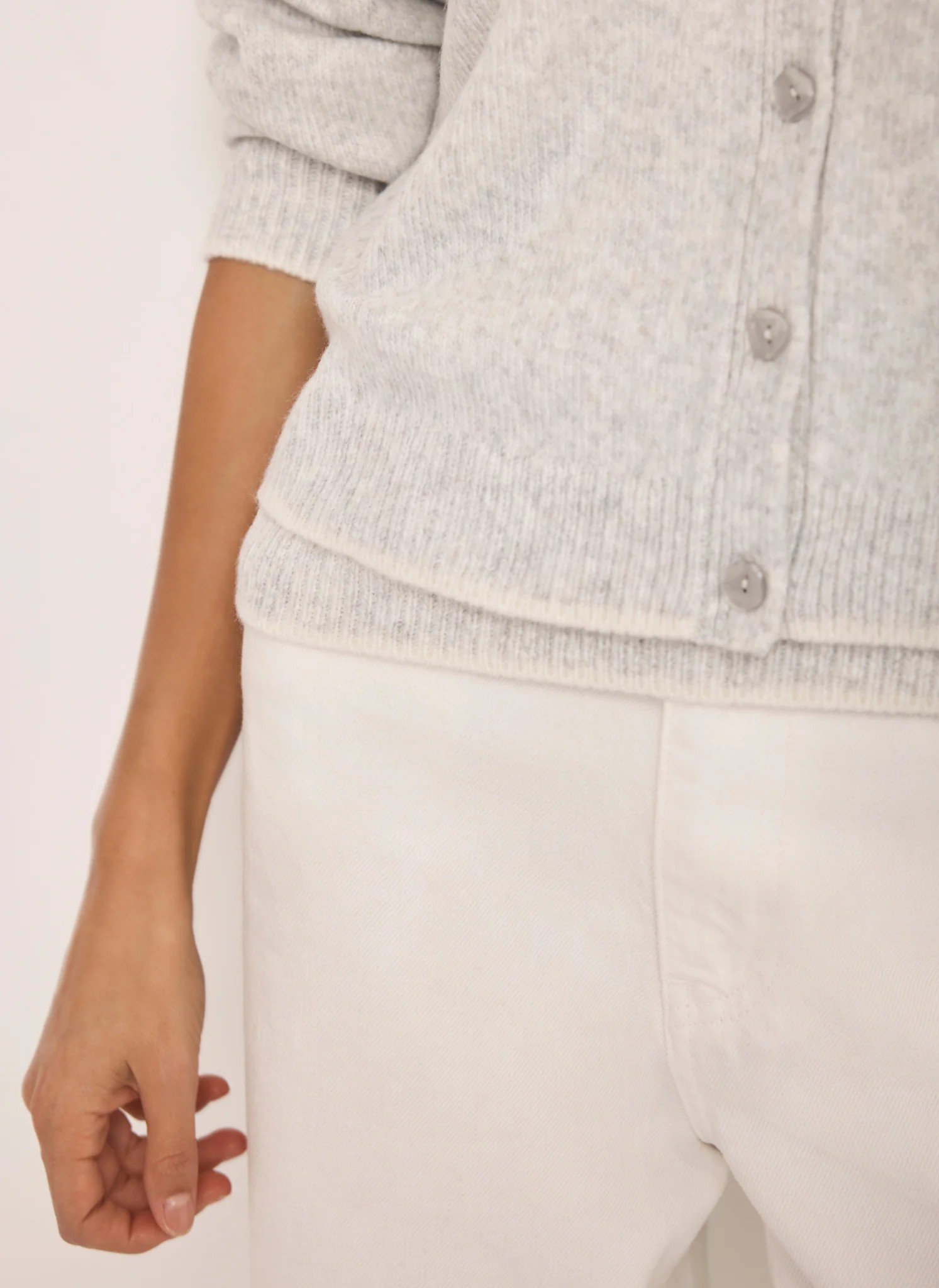 Grey Double Layer Knit Cardigan - Image 5