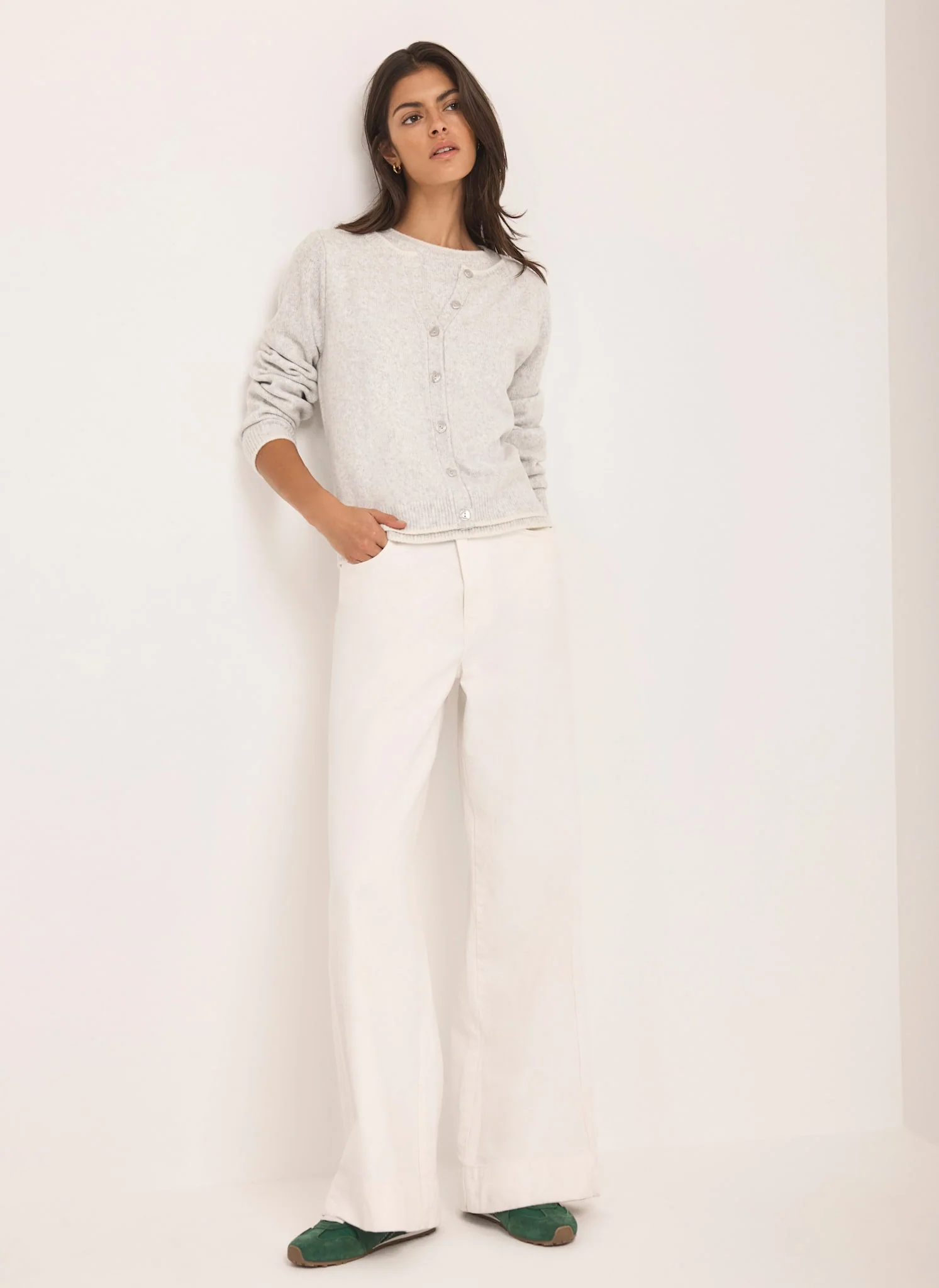 Grey Double Layer Knit Cardigan - Image 6