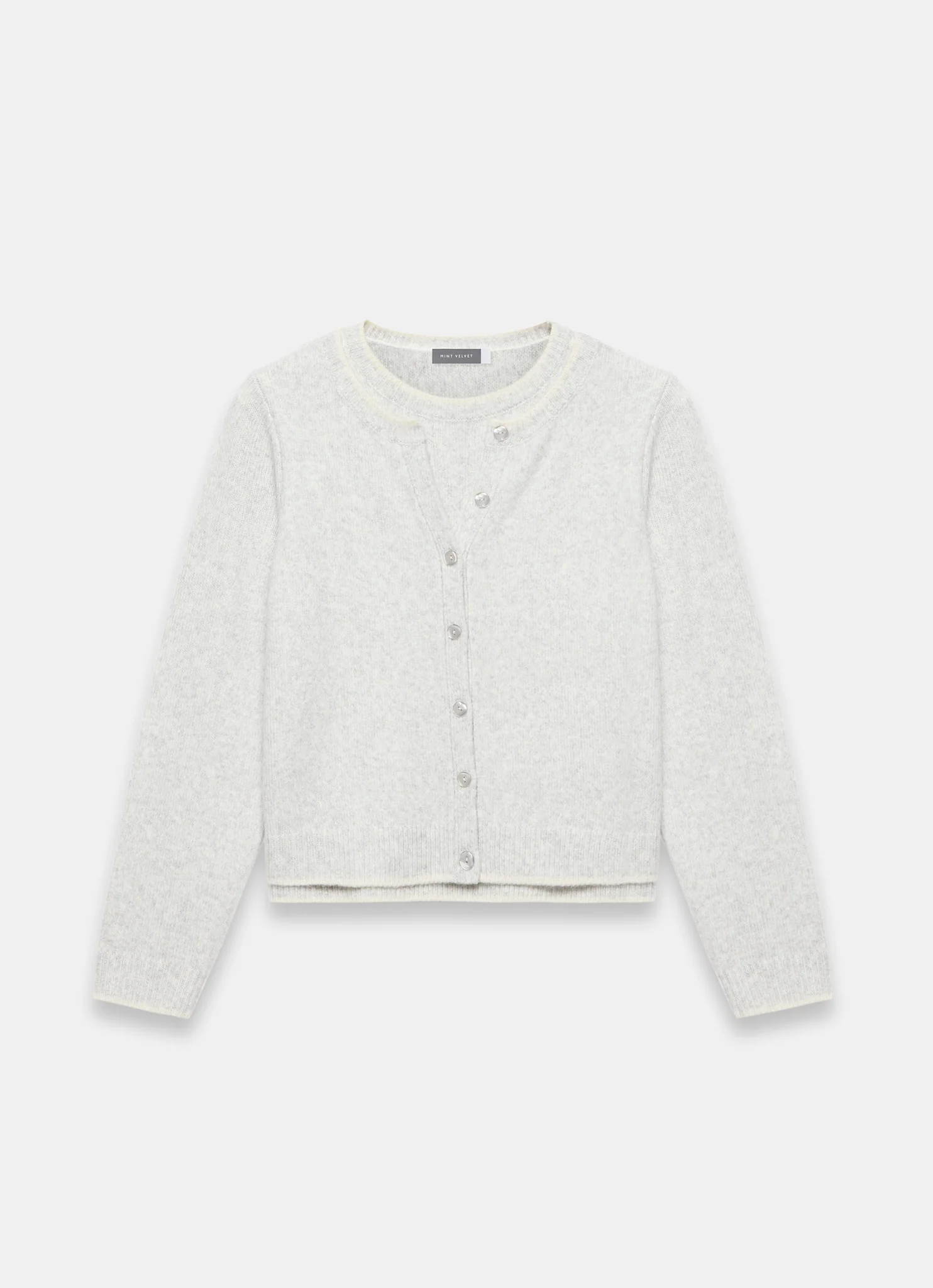 Grey Double Layer Knit Cardigan - Image 7