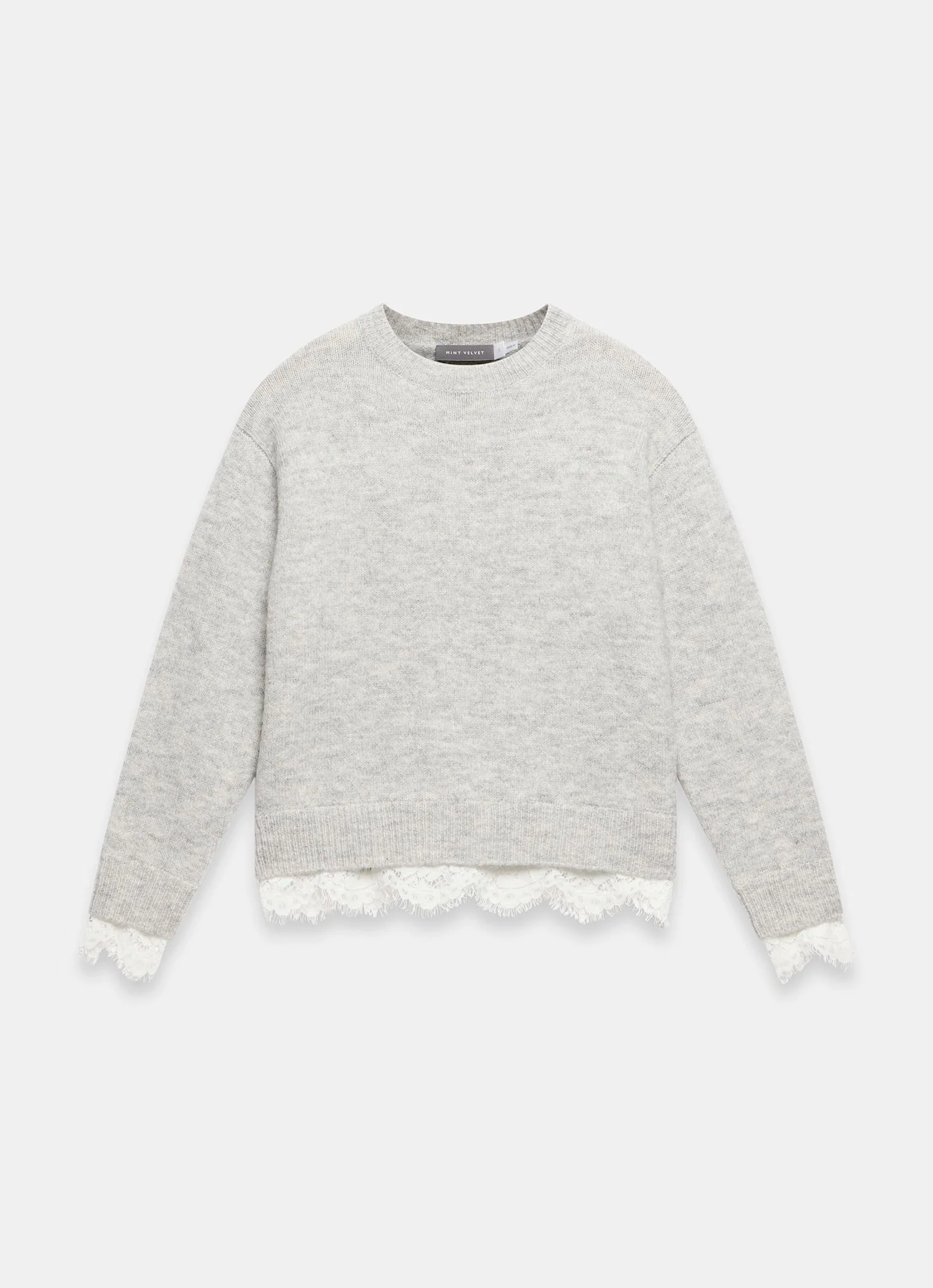 Grey Lace Detail Wool Blend Jumper - Image 7