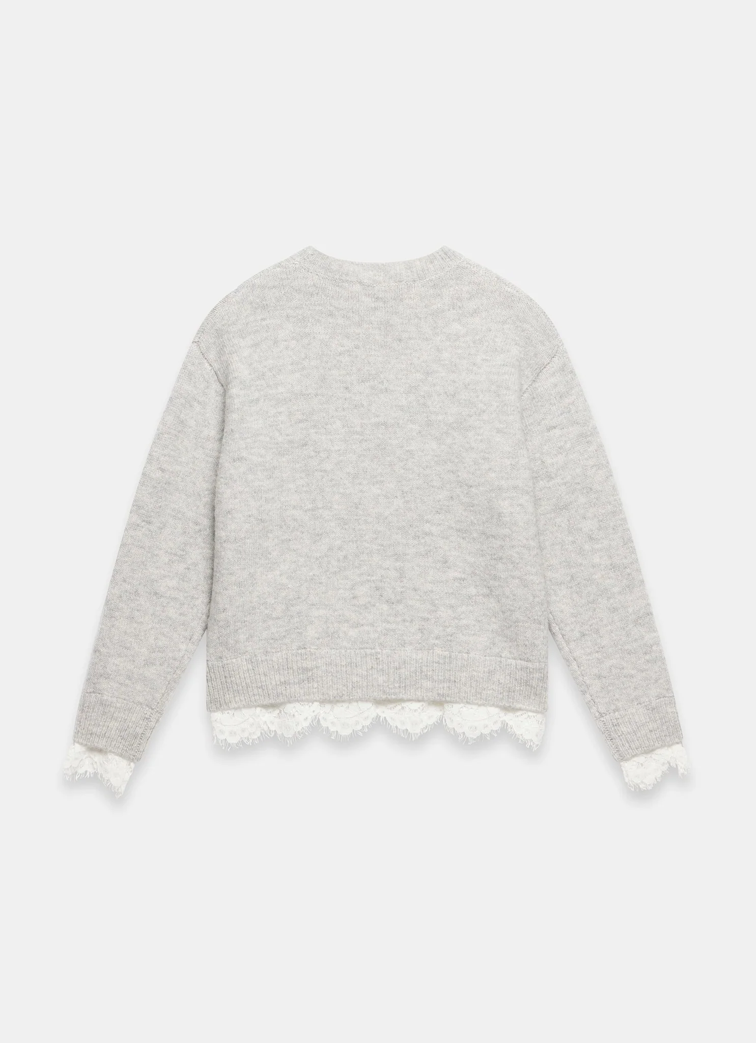 Grey Lace Detail Wool Blend Jumper - Image 8