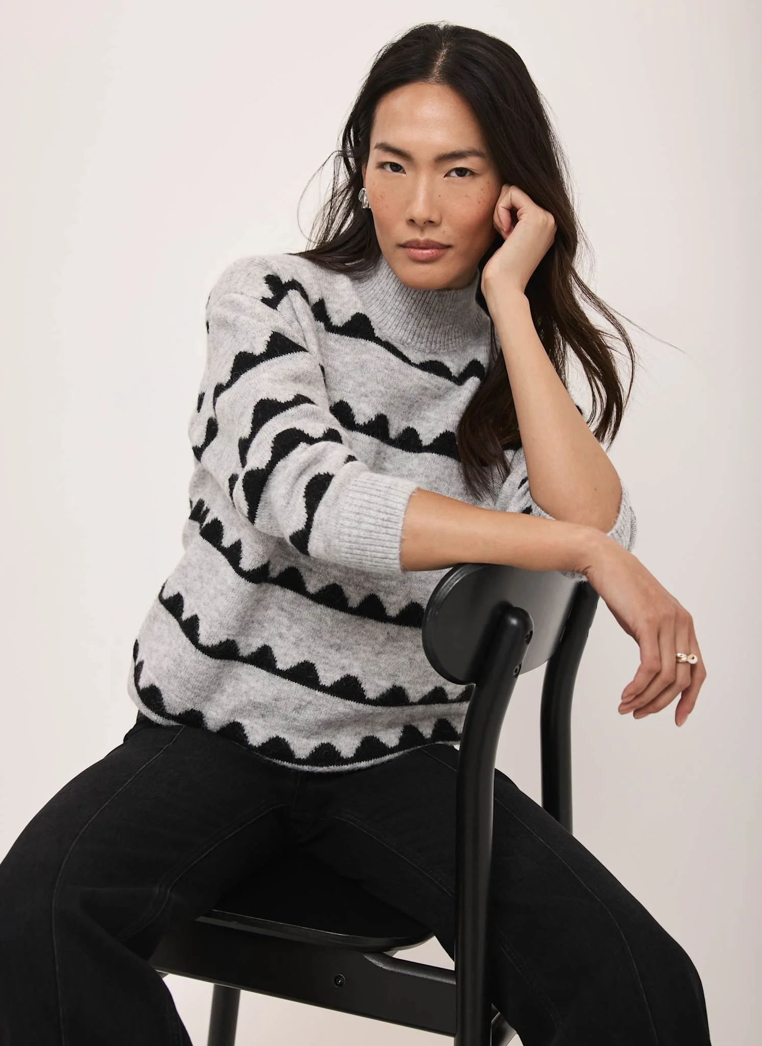 Grey Scallop Knit Jumper