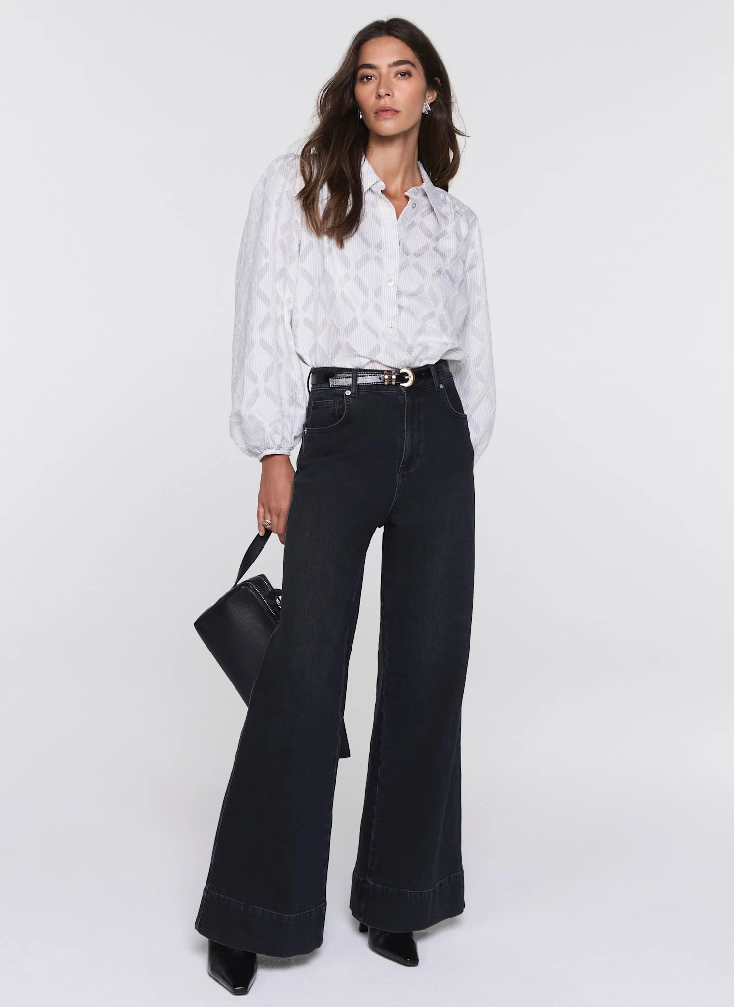Grey Diamond Striped Jacquard Shirt - Image 4