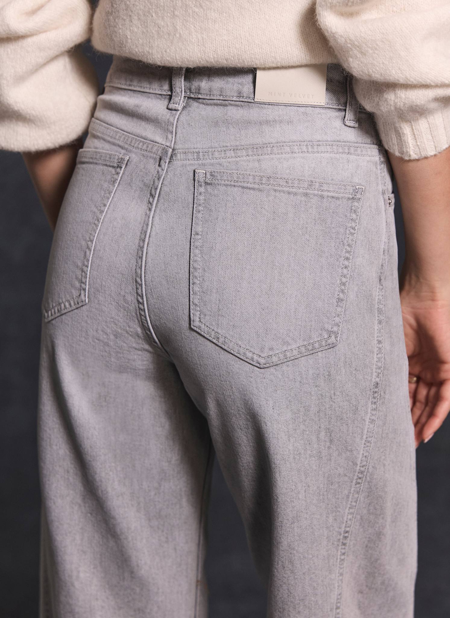 Grey Tapered Barrel Leg Jeans - Image 5