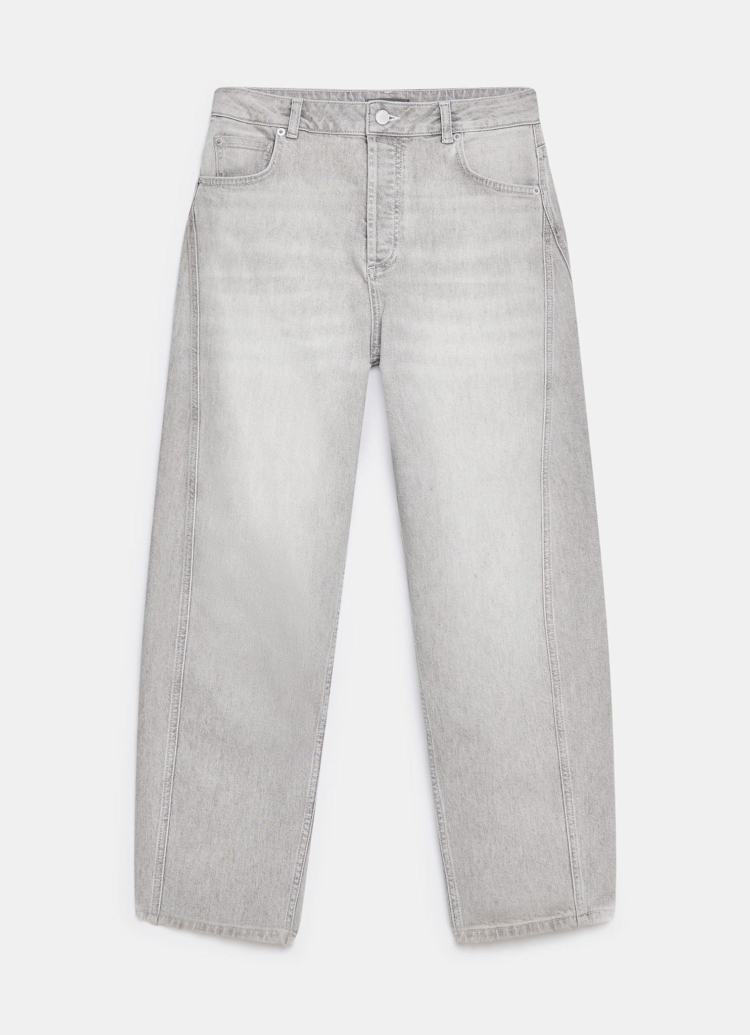 Grey Tapered Barrel Leg Jeans - Image 6