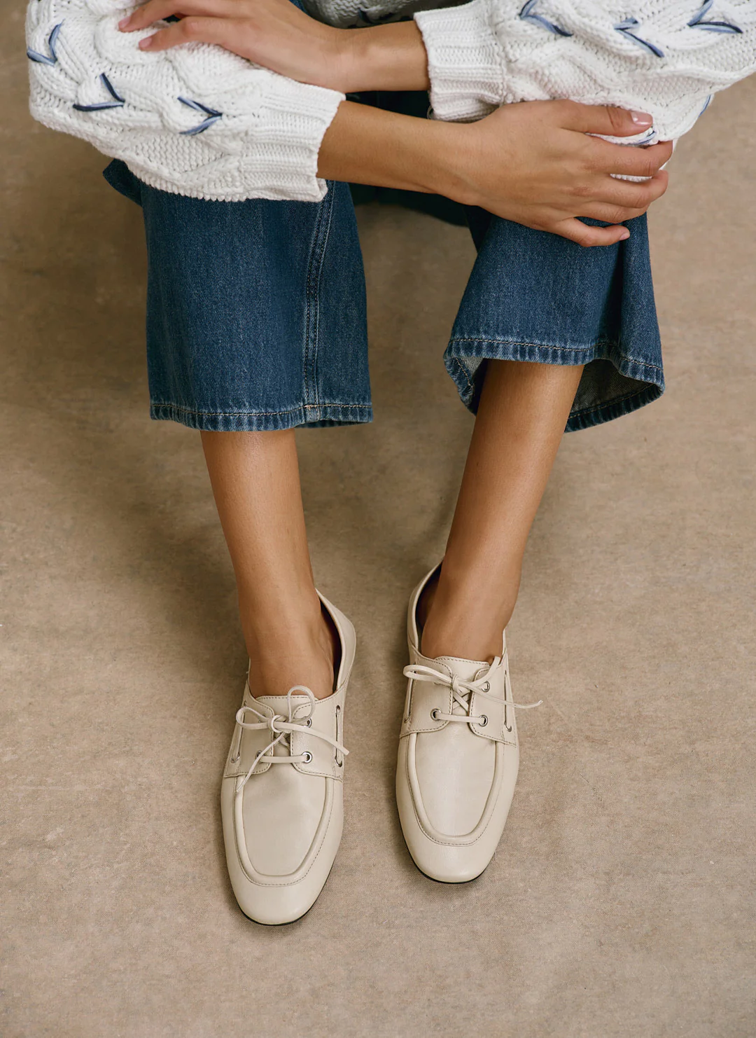 Hallie Cream Leather Deck Shoes - Image 5
