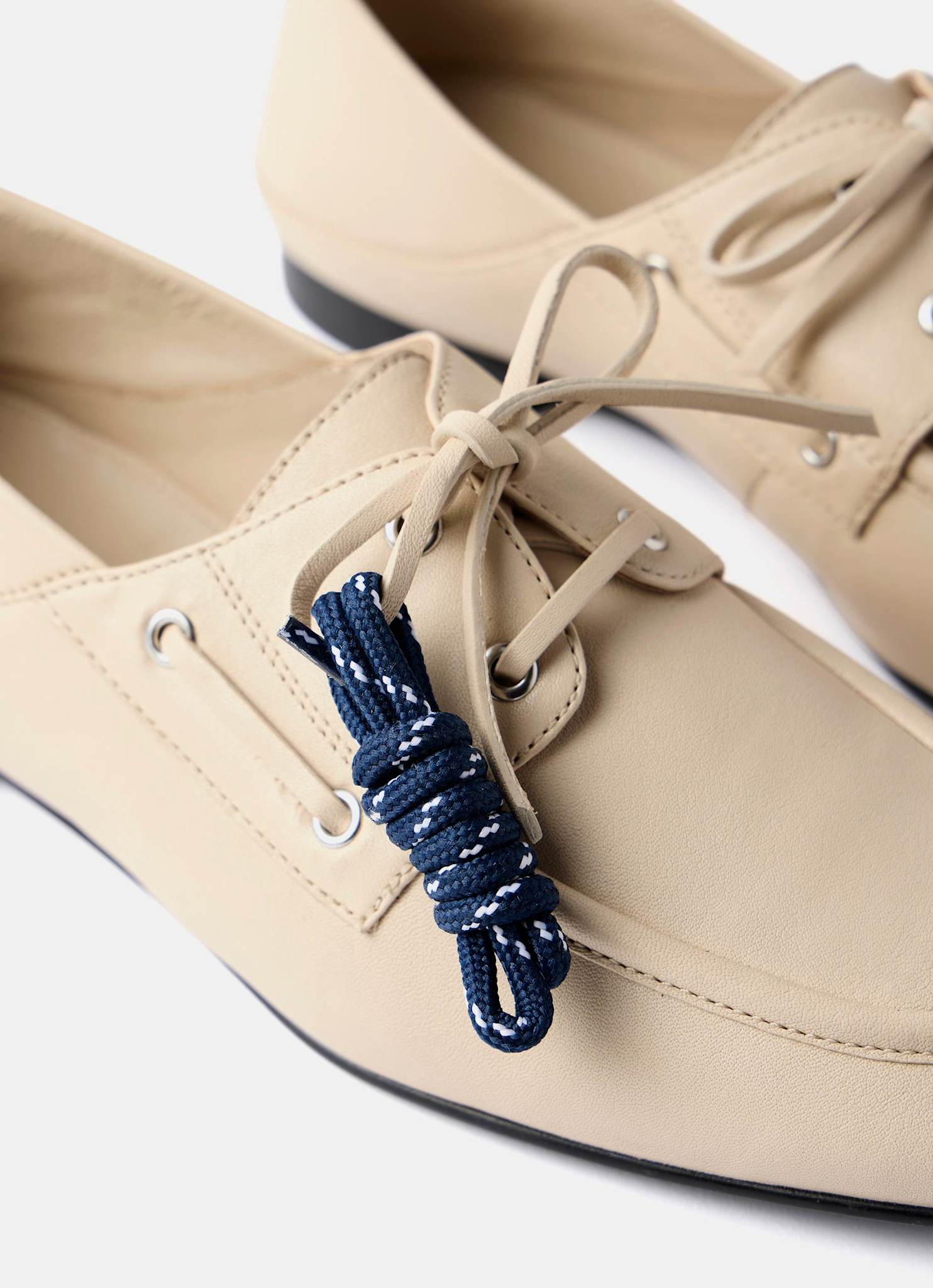 Hallie Cream Leather Deck Shoes - Image 6