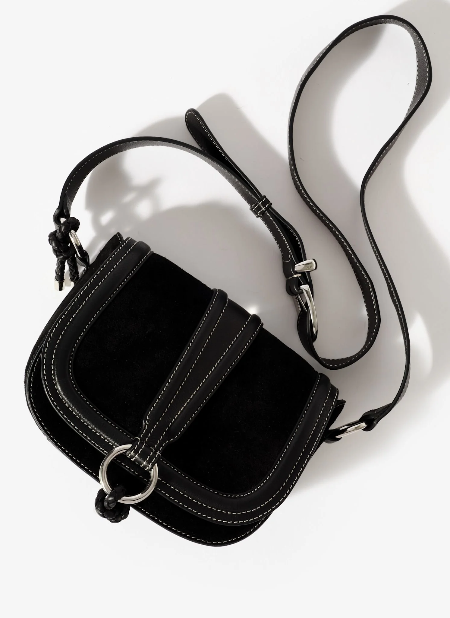 Harper Black Suede Saddle Bag - Image 4