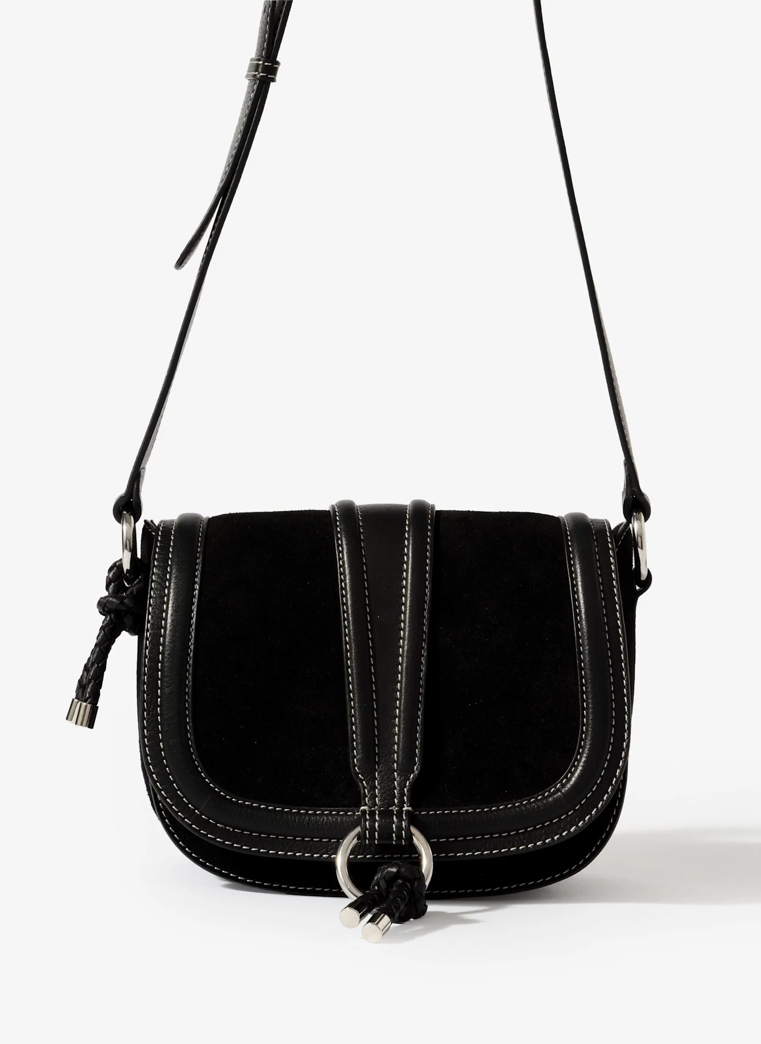 Harper Black Suede Saddle Bag - Image 6