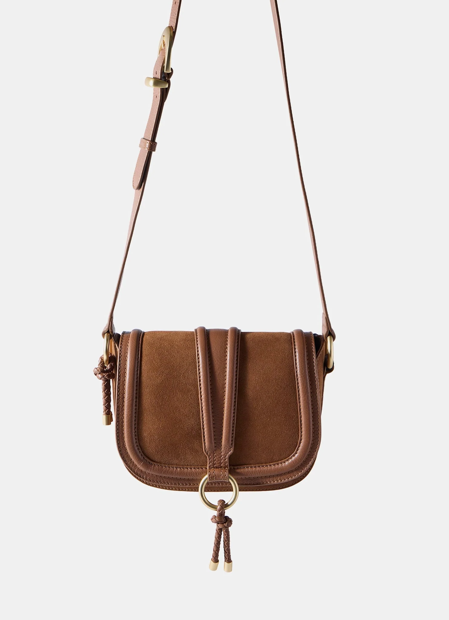 Harper Tan Suede Saddle Bag - Image 5