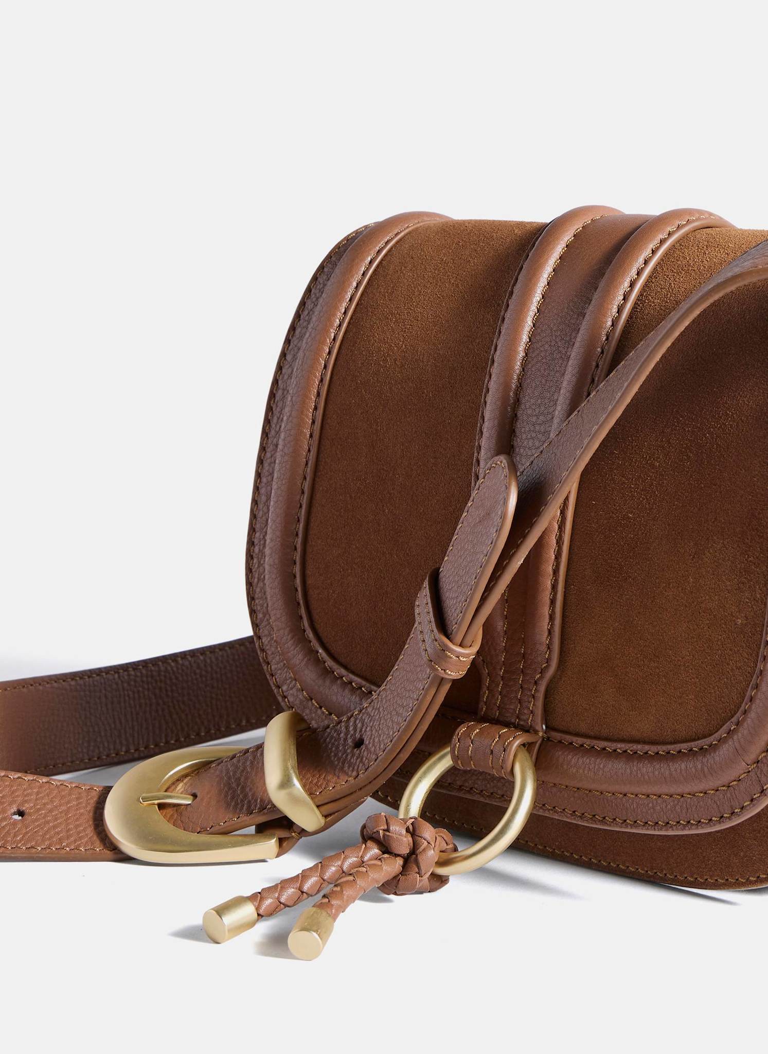 Harper Tan Suede Saddle Bag - Image 6