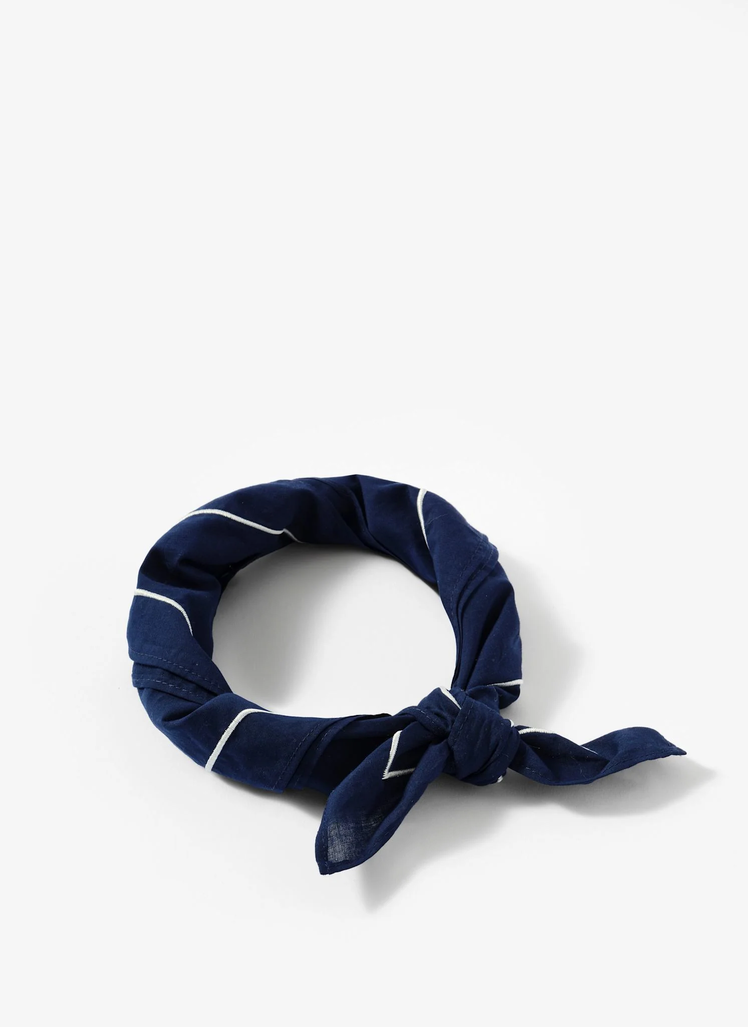 Navy Cotton Heart Embroidered Square Scarf - Image 4