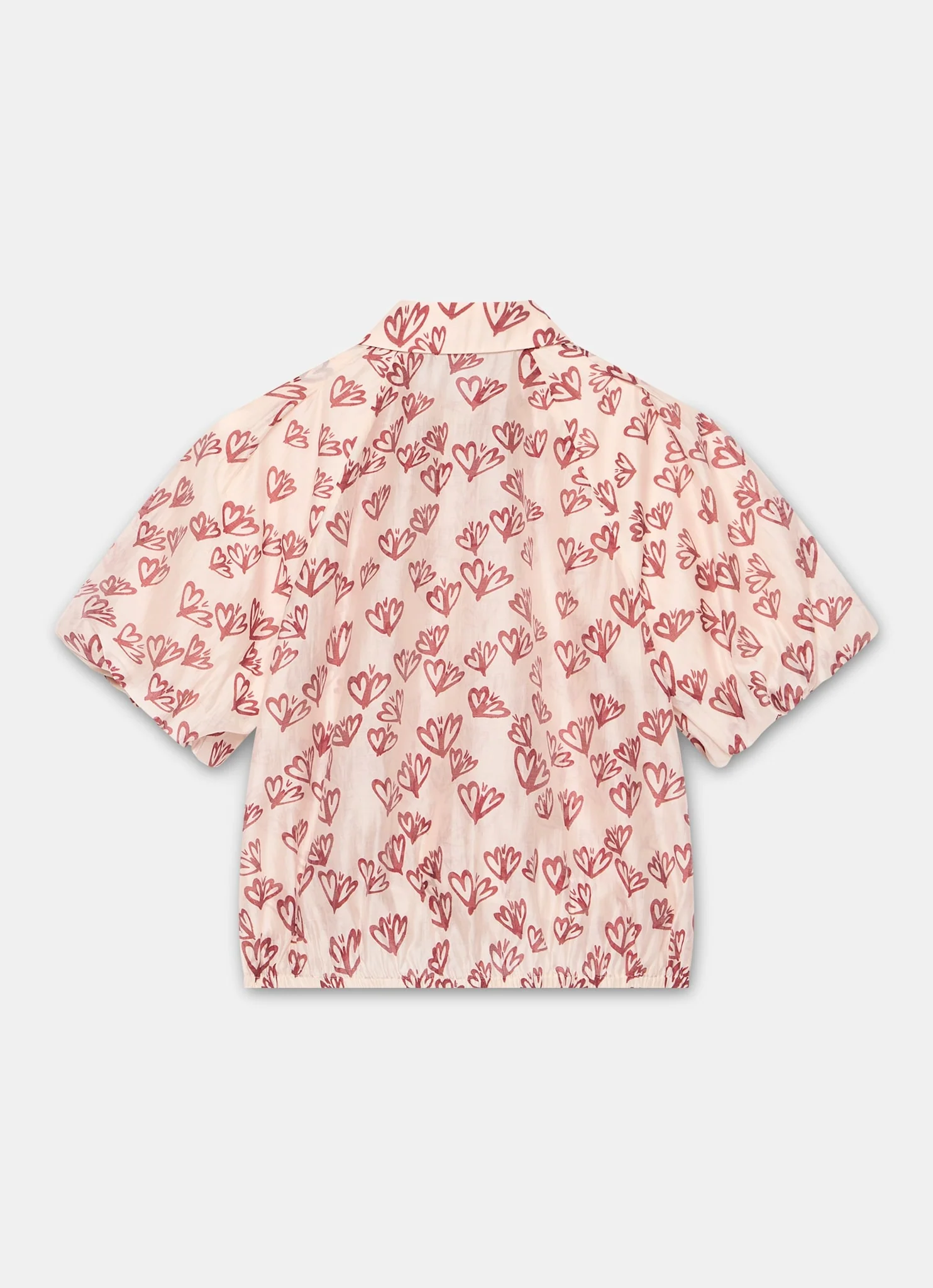 Pink Heart Print Puff Sleeve Shirt - Image 8