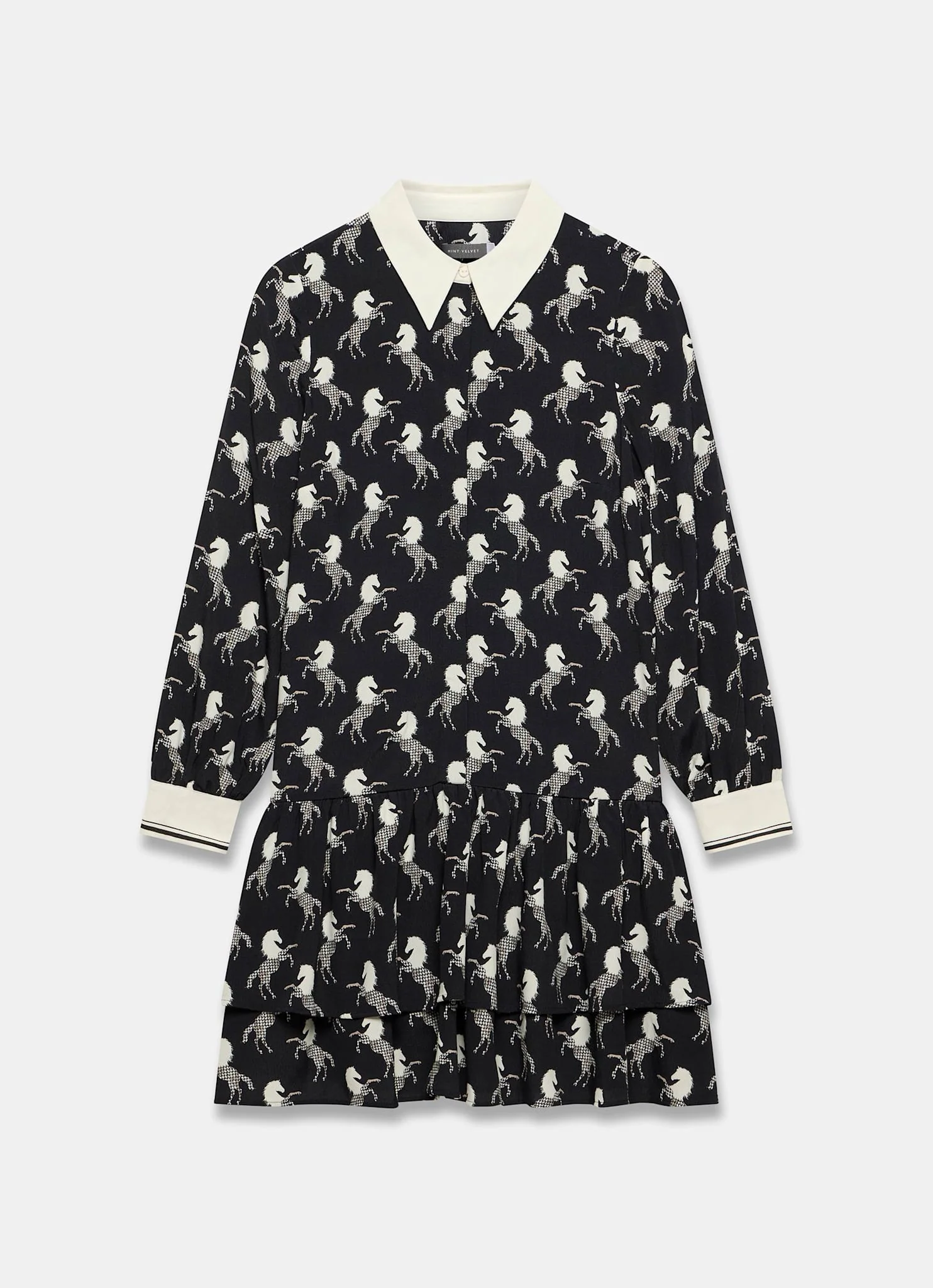 Black Horse Print Mini Shirt Dress - Image 7