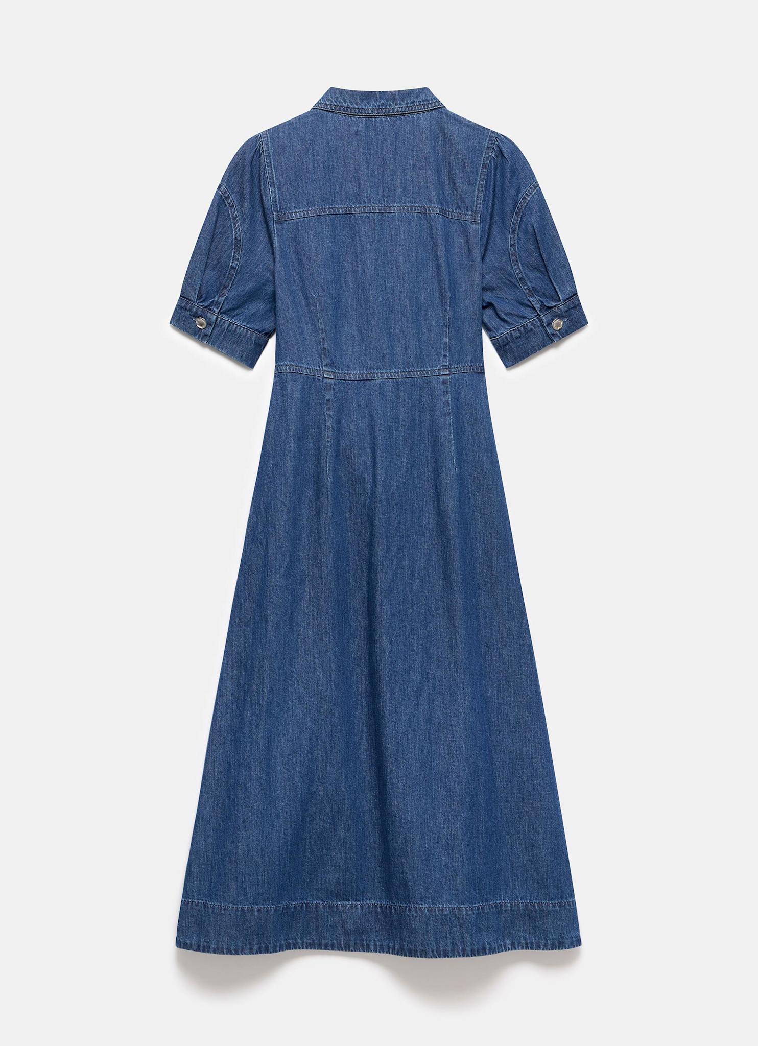 Indigo Denim Belted Midi Shirt Dress - Image 8