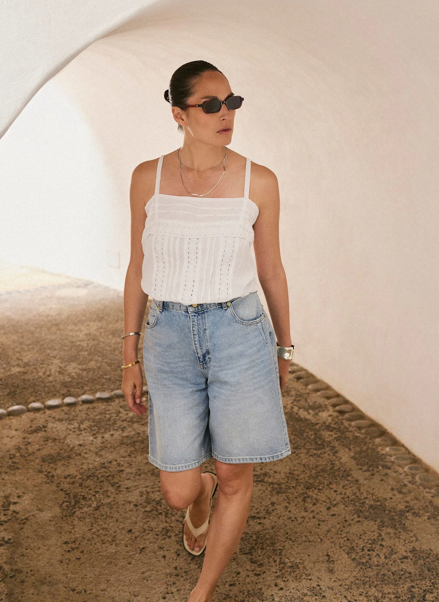 Denim Mid Length Shorts - Image 2
